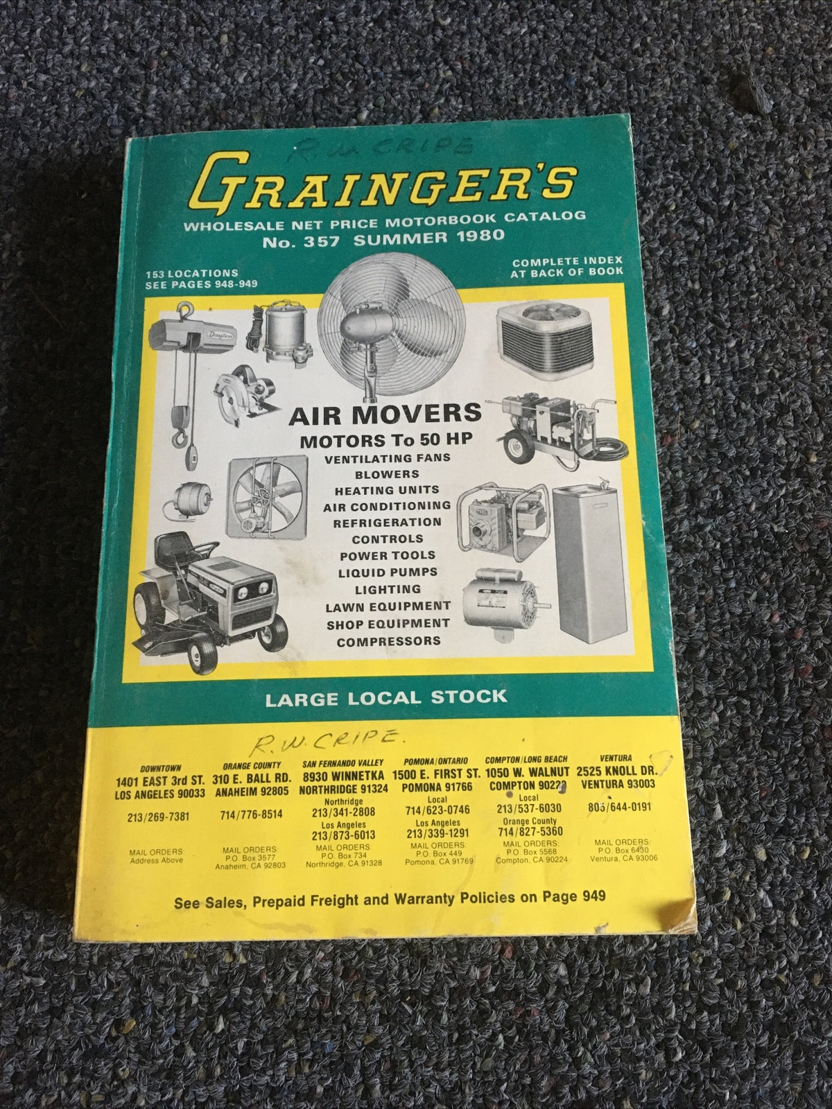 Graingers Wholesale Motorbook Catalog 357 Summer 19800