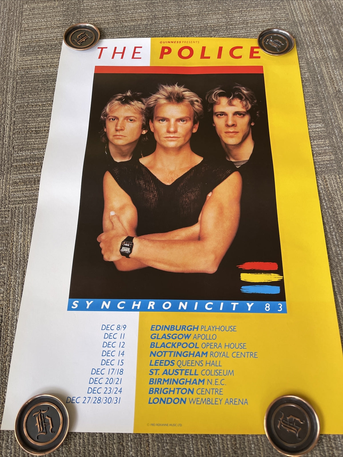 #149 1983 The Police Synchronicity Tour Record Store Promo Poster Sting Nice!0