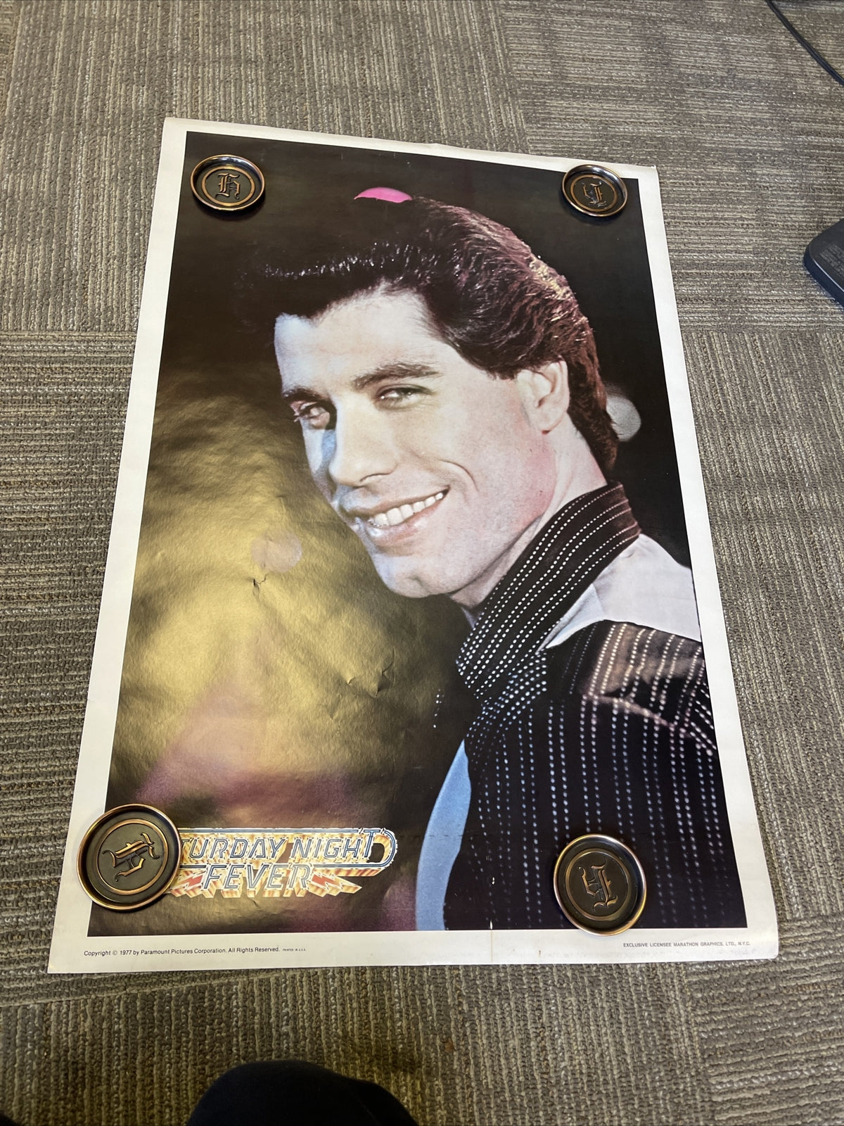 #153 Original 1977 SATURDAY NIGHT FEVER Movie Poster One Sheet Travolta 23x357