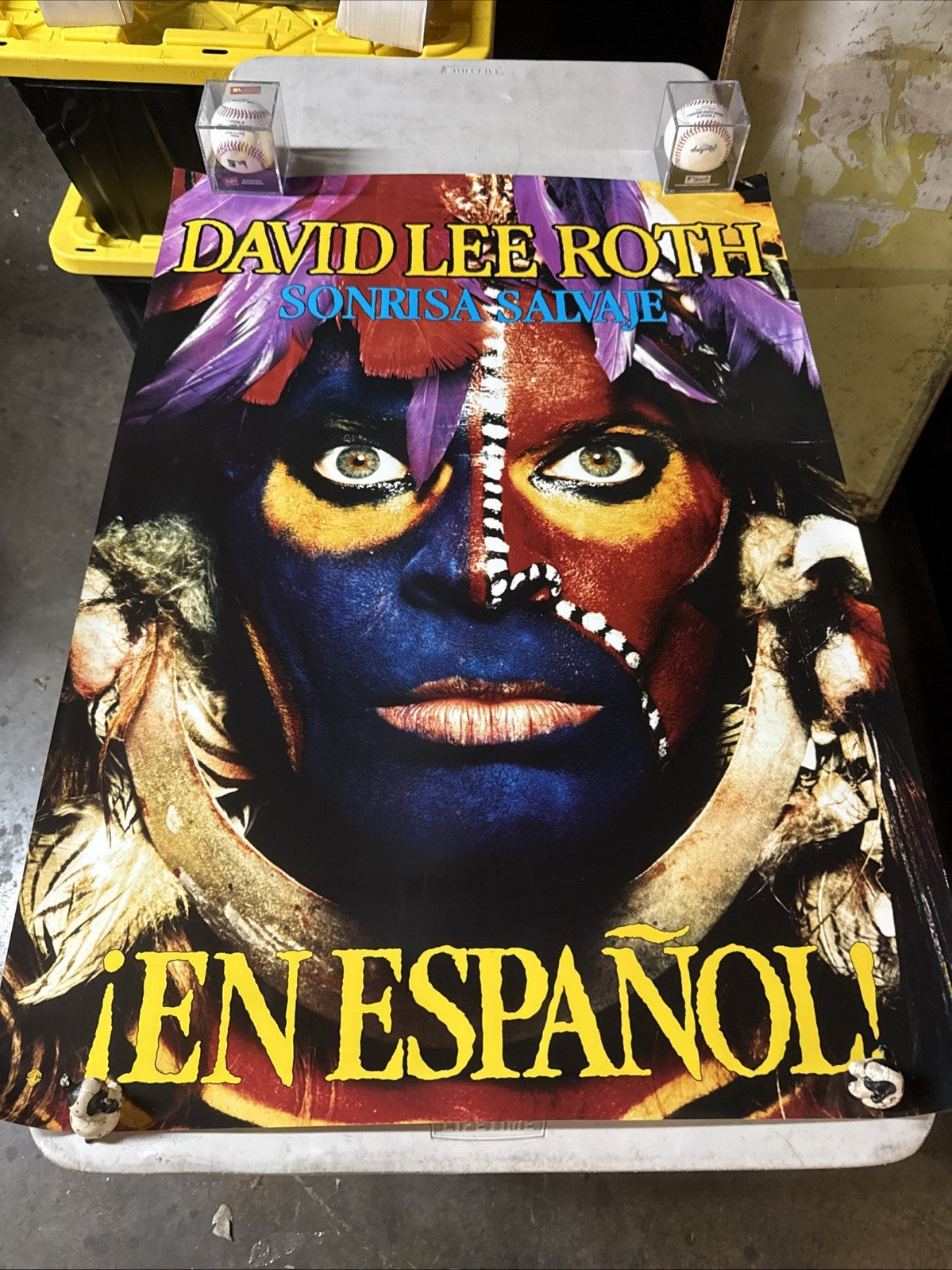 #199 original 1986 David Lee Roth Record Promo Poster Van Halen 37x26.5 Spanish0