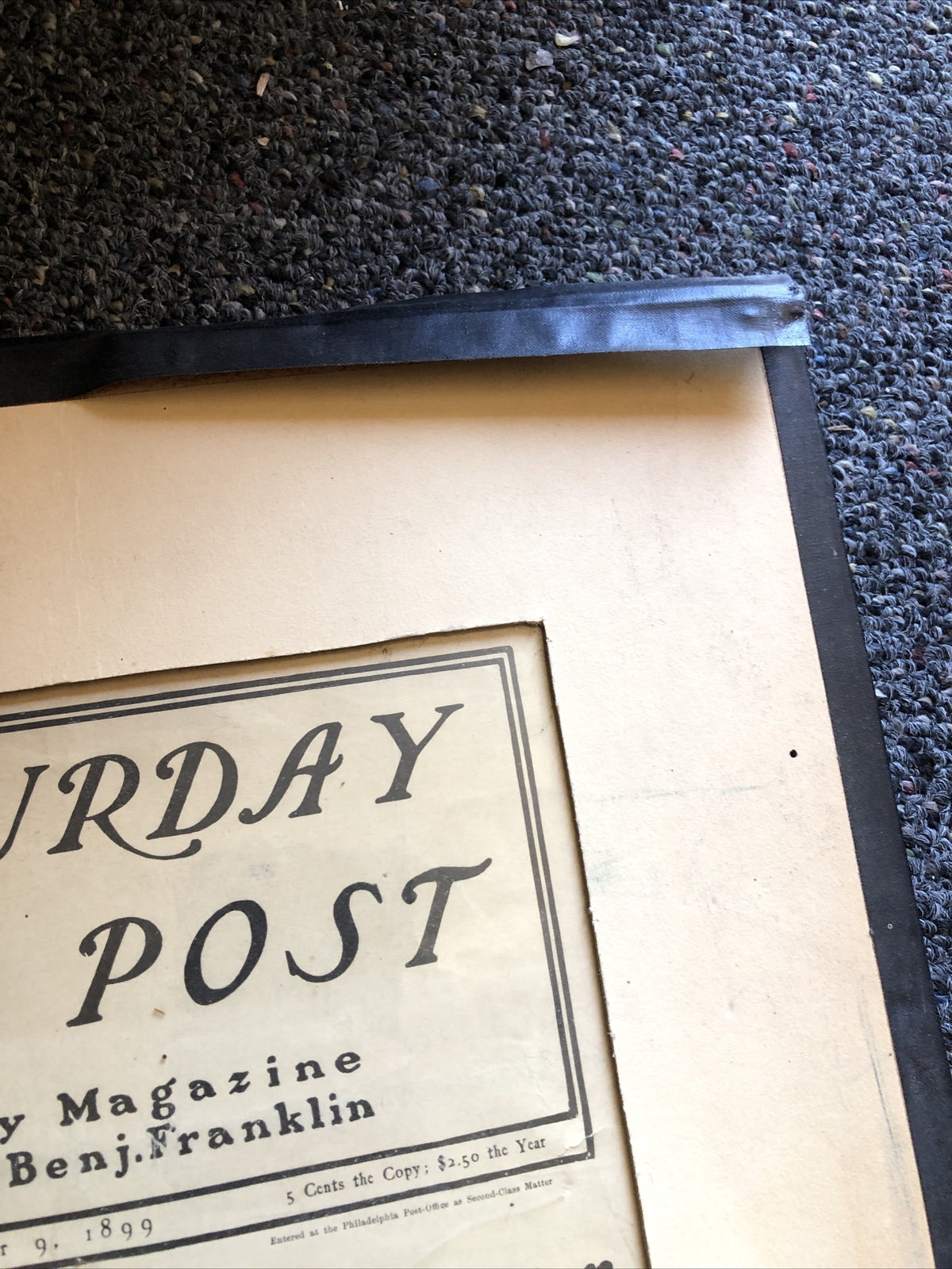 THE SATURDAY EVENING POST MAGAZINE SEP. 9, 1899 FRAMED FRONT COVER ILLUSTRATED6