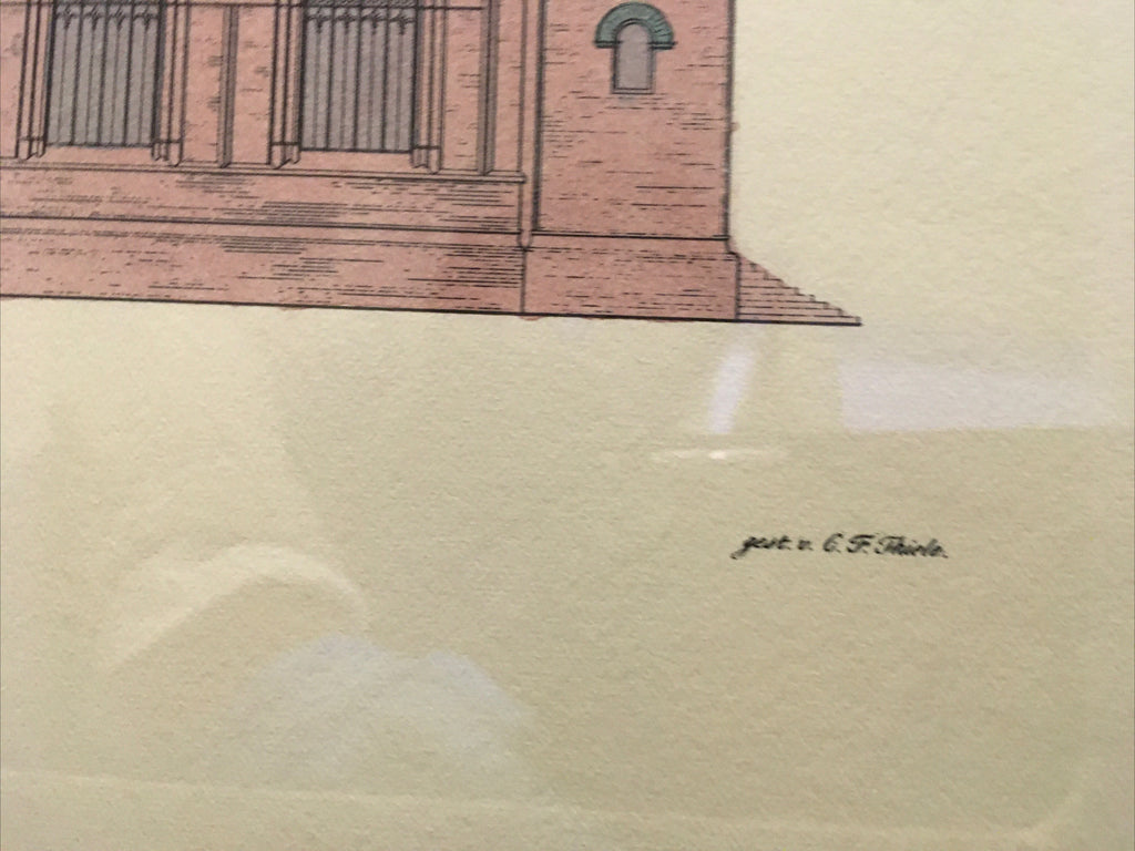 Architecture Art G.F. Thiele Hand-Colored Etching "Stueck de Seiten Facade" 18863