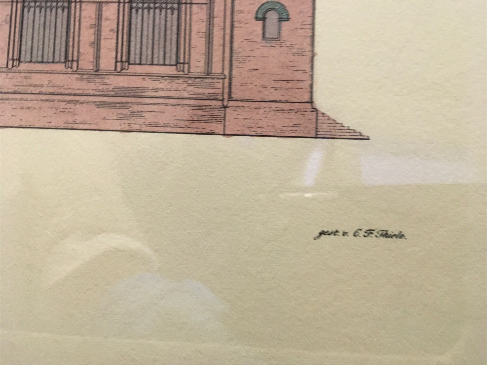Architecture Art G.F. Thiele Hand-Colored Etching "Stueck de Seiten Facade" 18863