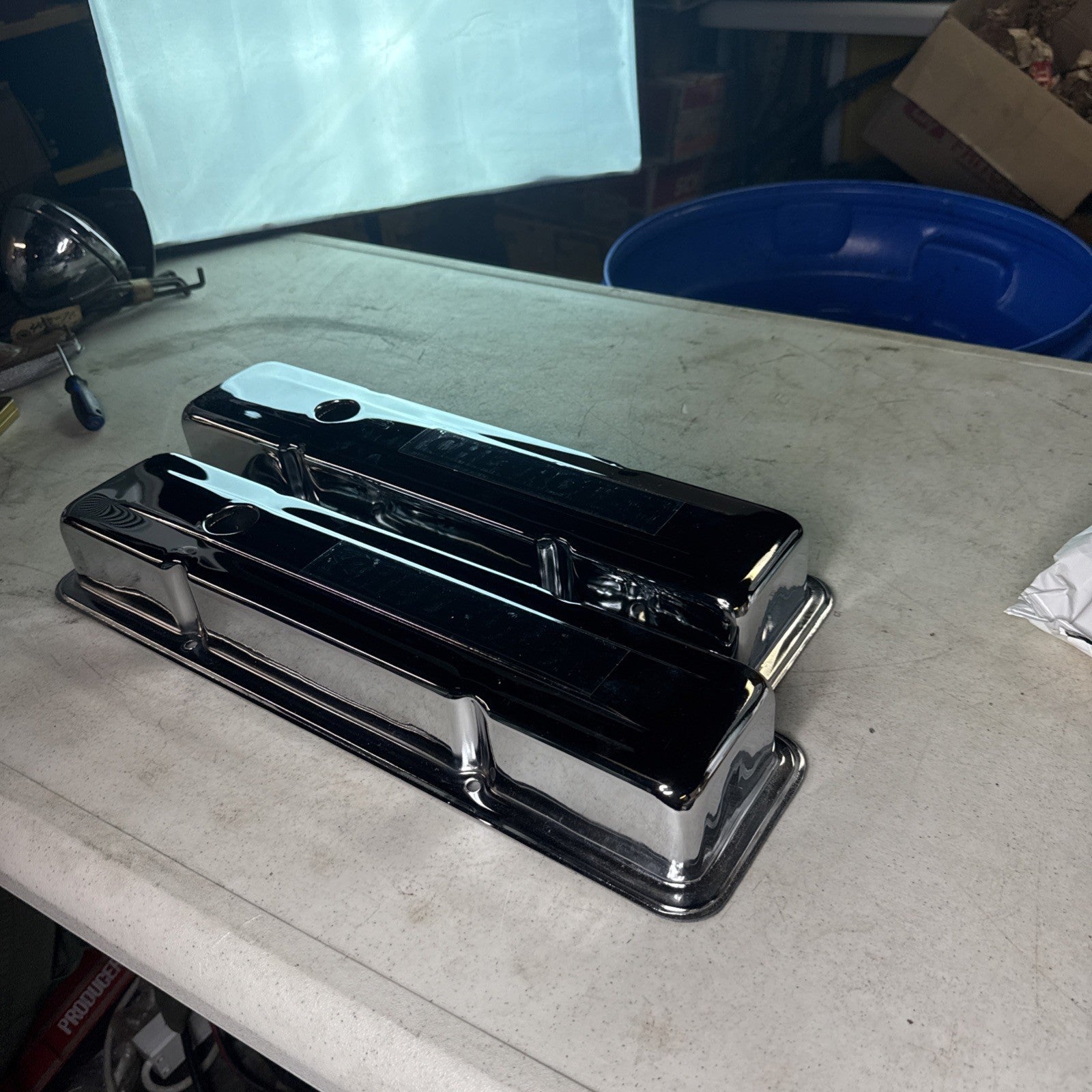 NOS Vintage B&B Performance Small Block Chevy Power SBC Valve Covers Chrome3