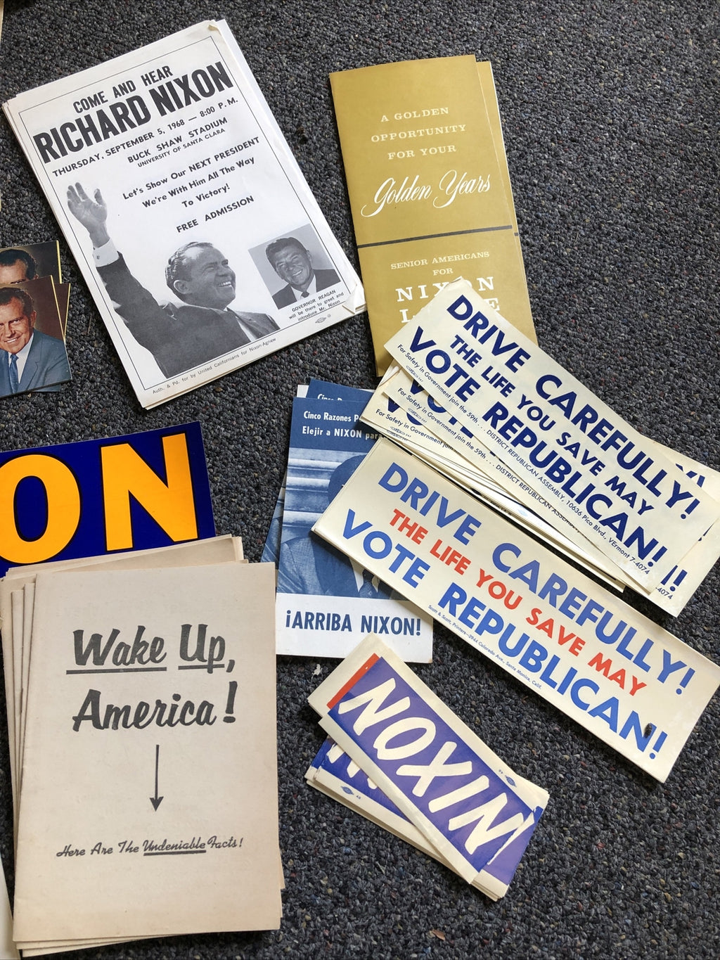 Richard Nixon for President Political Campaign Ephemera Stickers Newspaper Etc.1