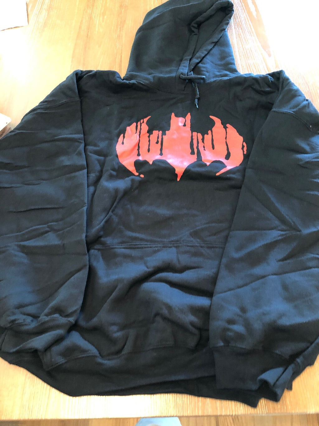 Vintage NWOT Hoodie Sweat Shirt Red Bat Man Batman Size 3XL0