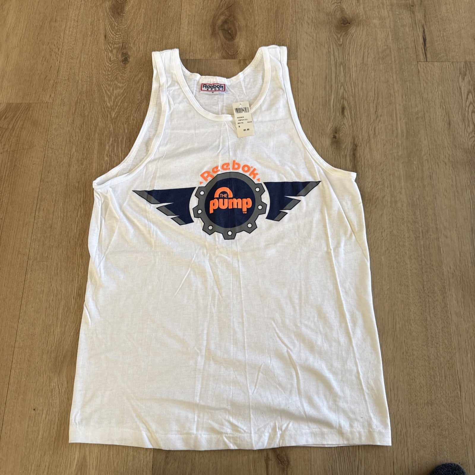 VTG 90s Reebok Sport The Pump Tank Top Single Stitch White Men’s XL0