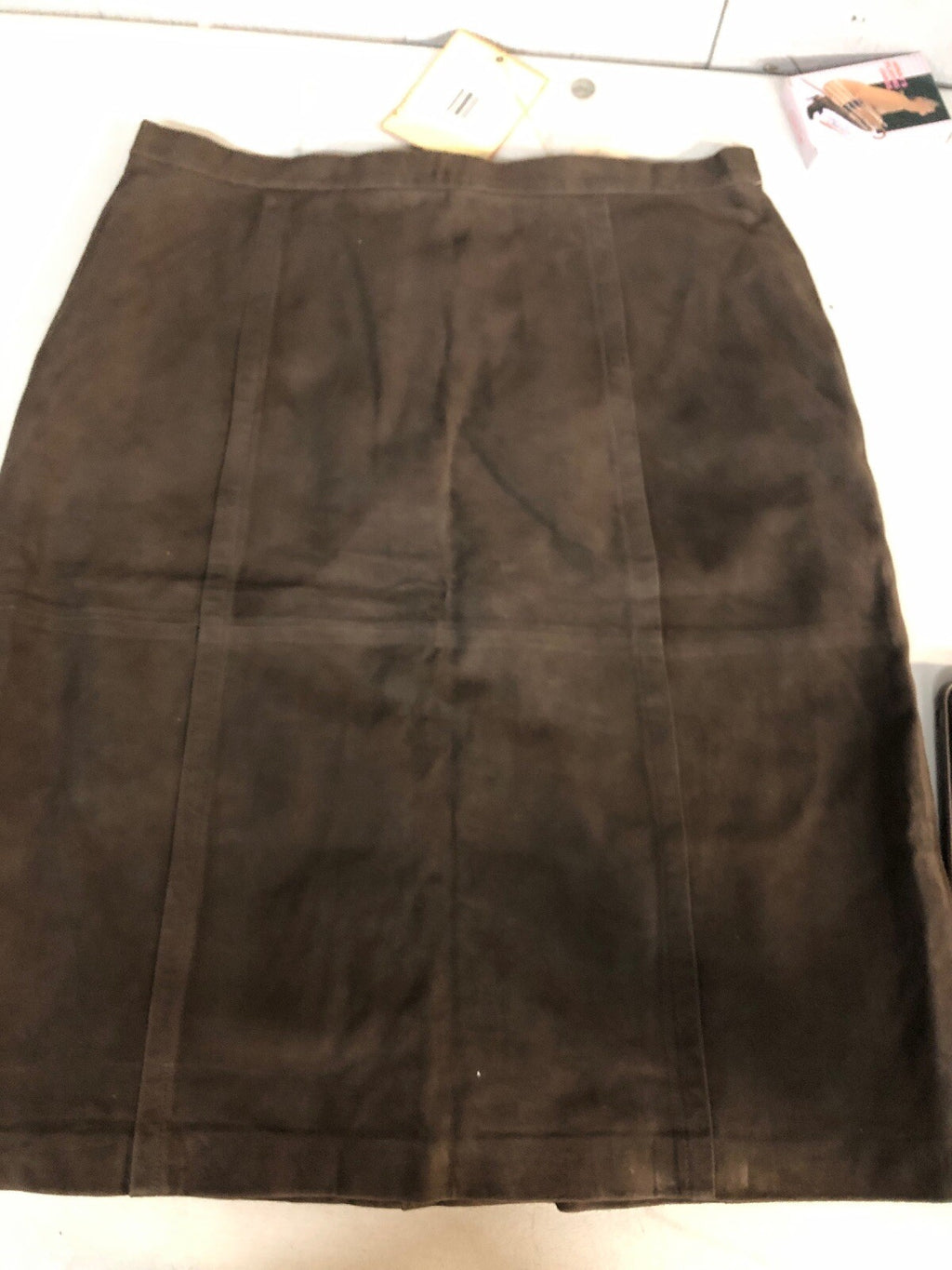 VTG Tommy Bahama Women's Size 10 Brown Leather Silk Leather Skirt4
