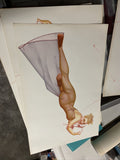 Original 1940s David Perry Pinup Girl Vintage Print 18.5” X 13” Gil Elvgren Era0
