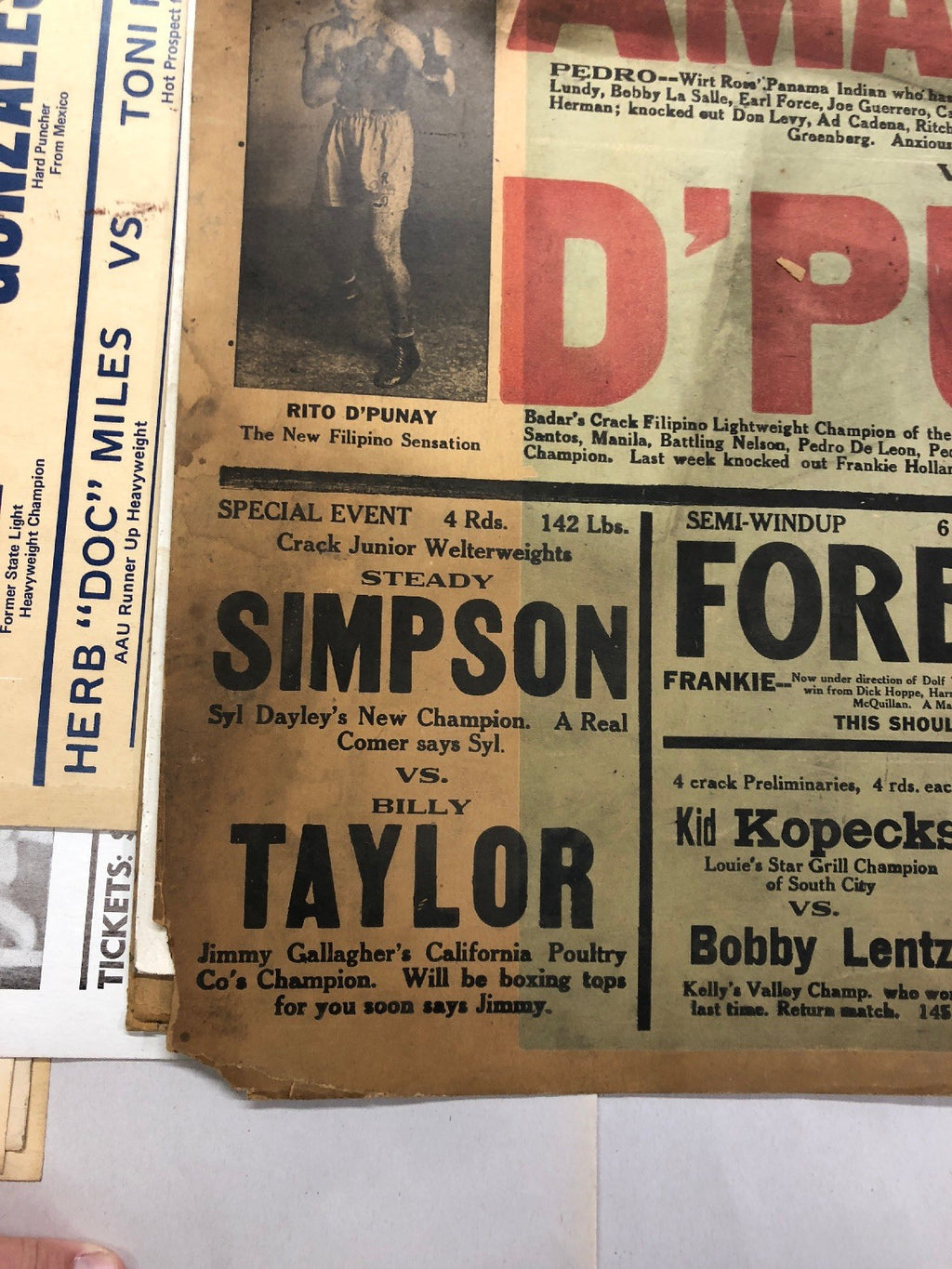 EXTREMELY RARE 1929 Pedro Amador Vs. D’Punay boxing poster onsite only one known2