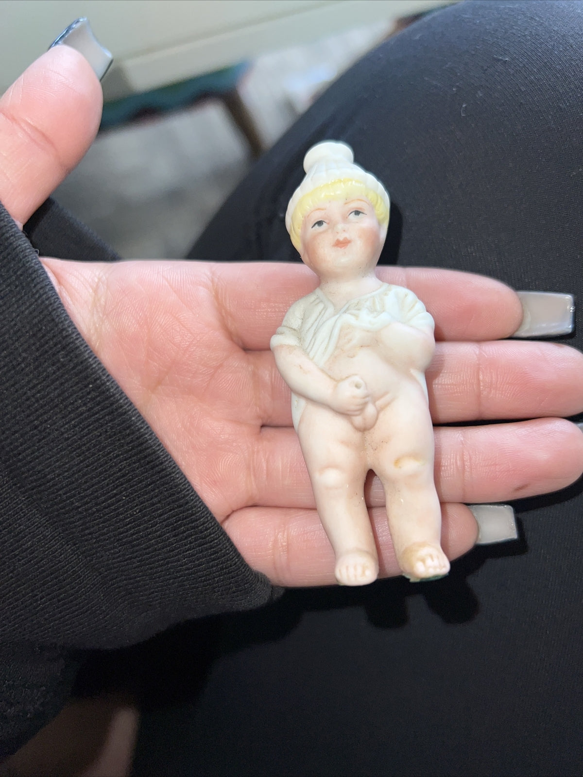 3” Antique German Bisque Naughty Character Boy “ Pee Pee “ Figure Unique3