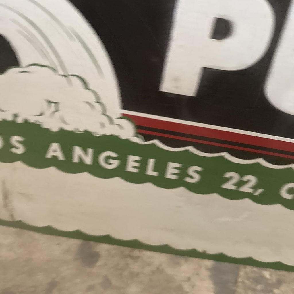 LARGE ORIGINAL LAYNE & BOWLER PUMP PAINTED METAL Not Porcelain SIGN 30X18” LA6