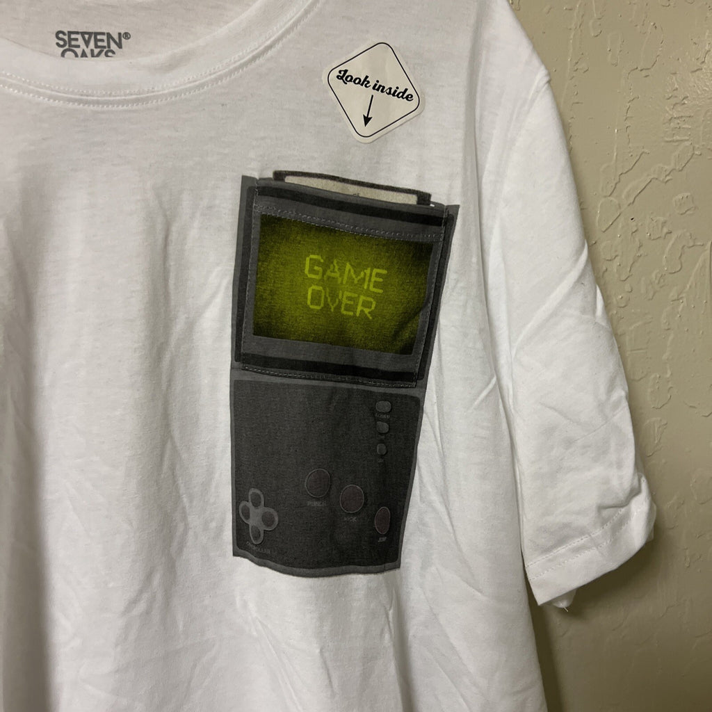 Game Over Video Game T Shirt With Game Pocket Seven Oaks SF Men’s XL T Shirt1