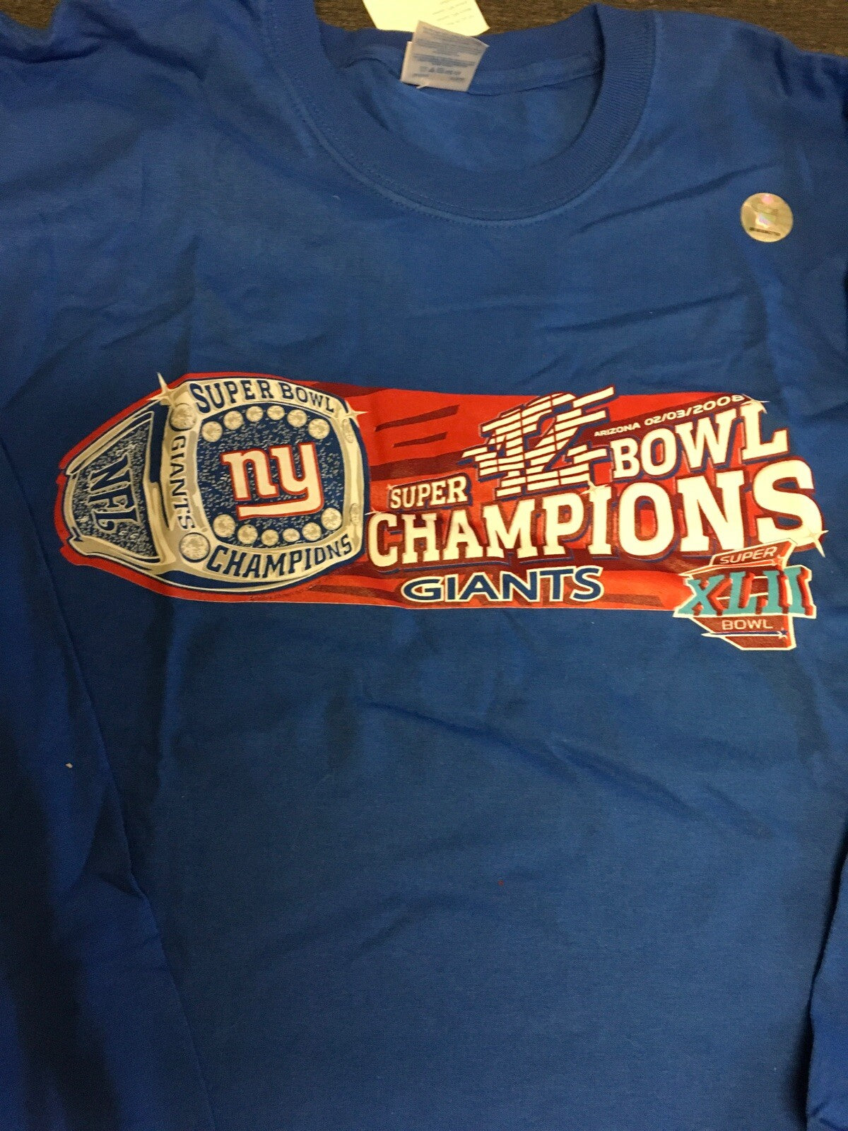 NWT NY Giants Superbowl XLII Champions NFL TEAM APPAREL T-shirt 2XL Long Sleeve2