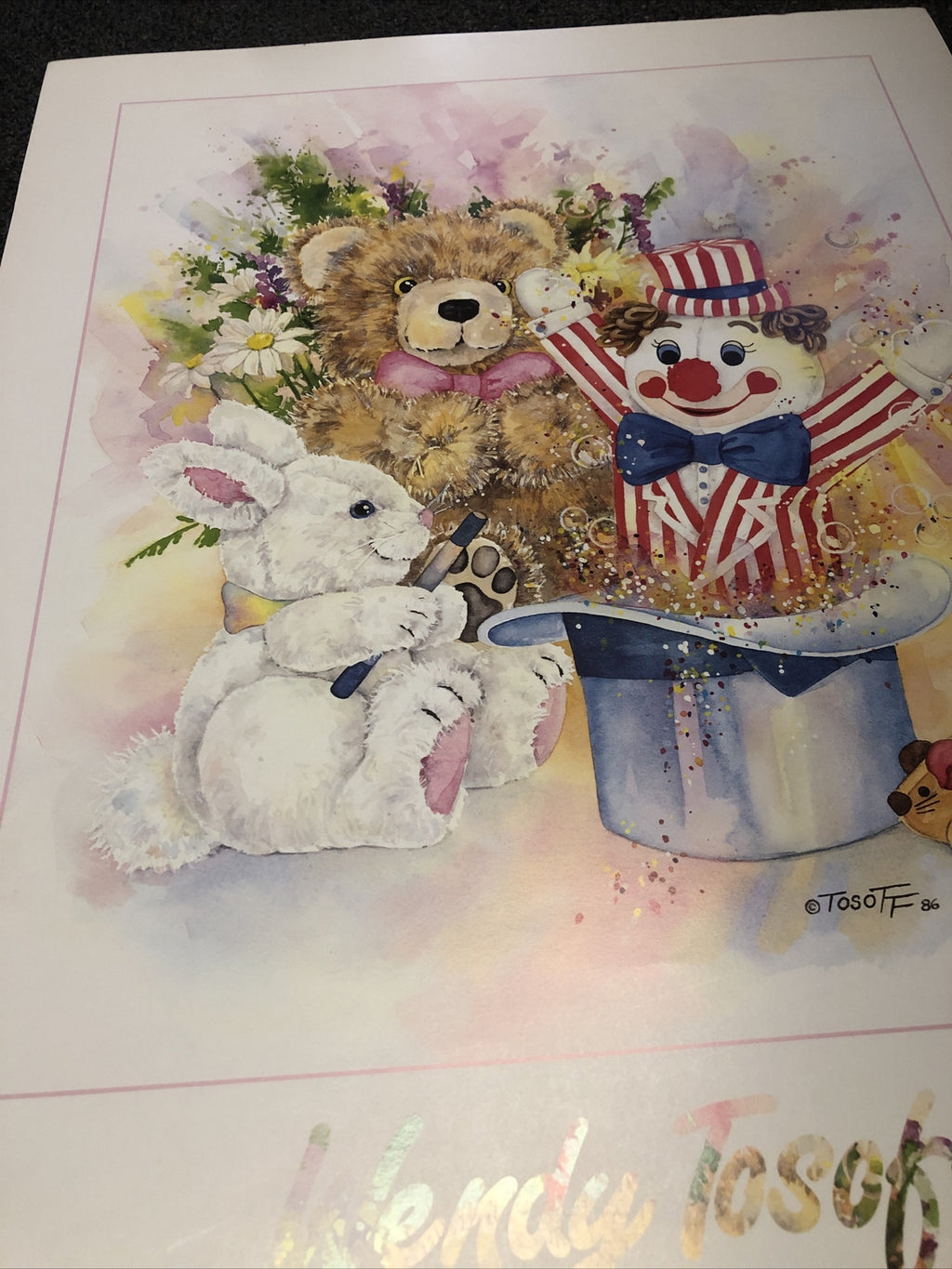 Vintage 1986 “A Moments Magic” Wendy Tosoff Poster Printed In Canada 24.5x19.5”10
