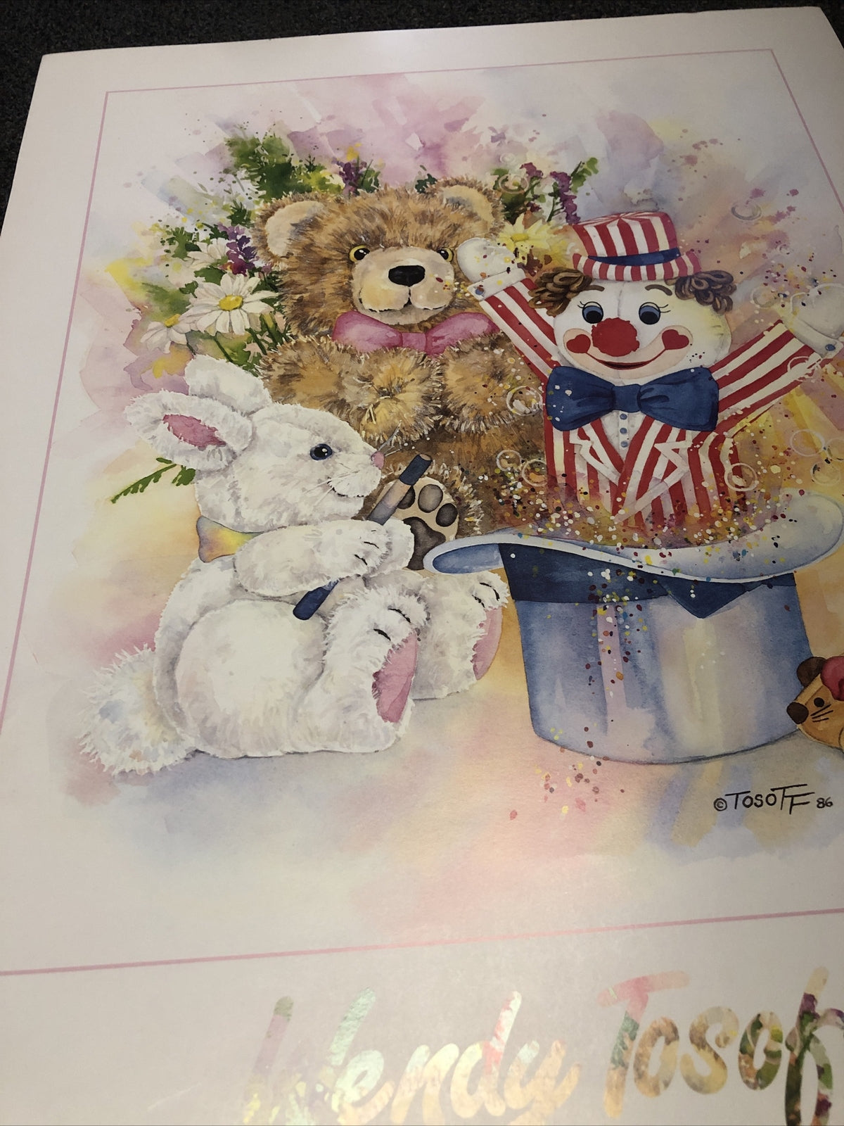Vintage 1986 “A Moments Magic” Wendy Tosoff Poster Printed In Canada 24.5x19.5”10