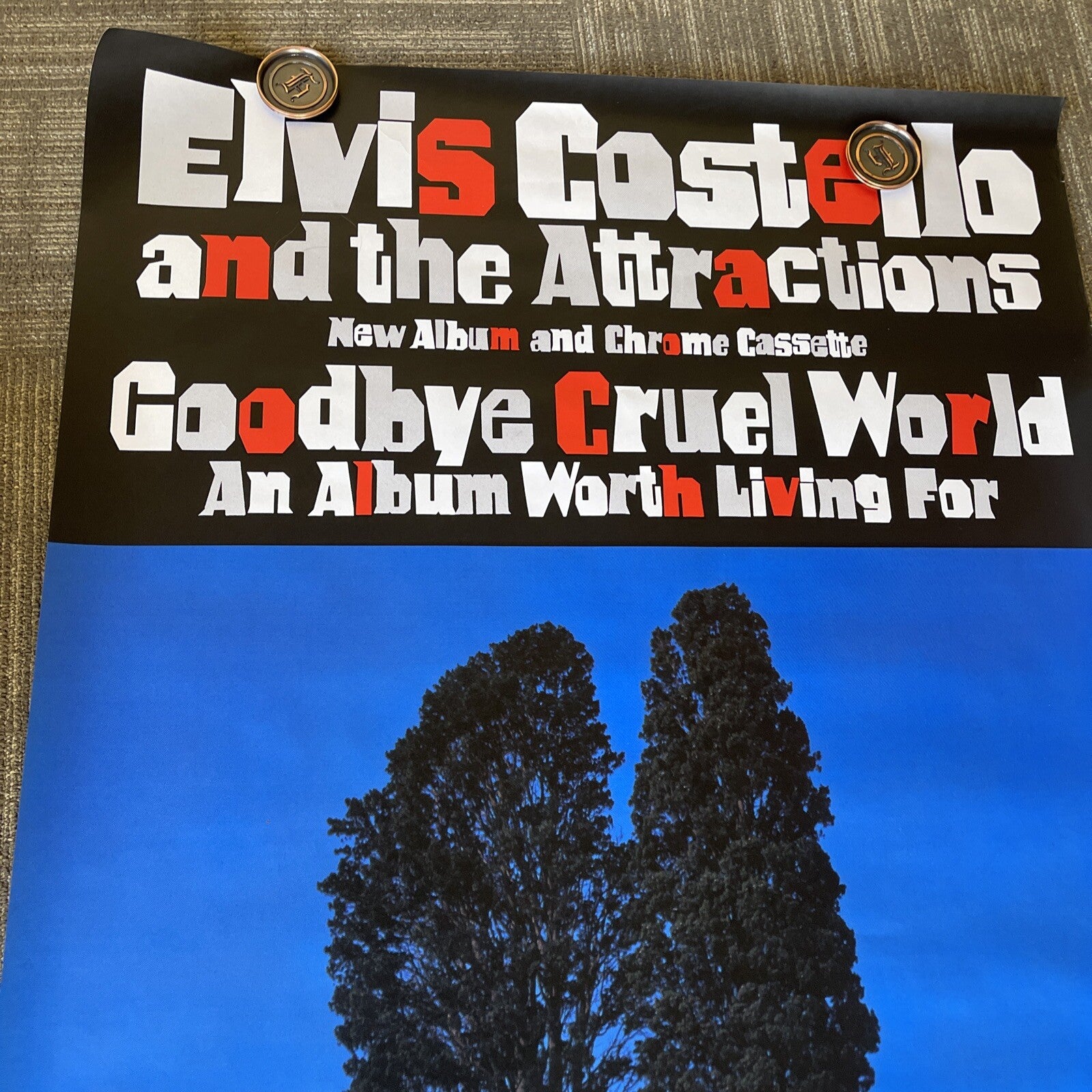 #47 1984 Elvis Costello Goodbye Cruel World Subway Record PROMO POSTER LARGE5