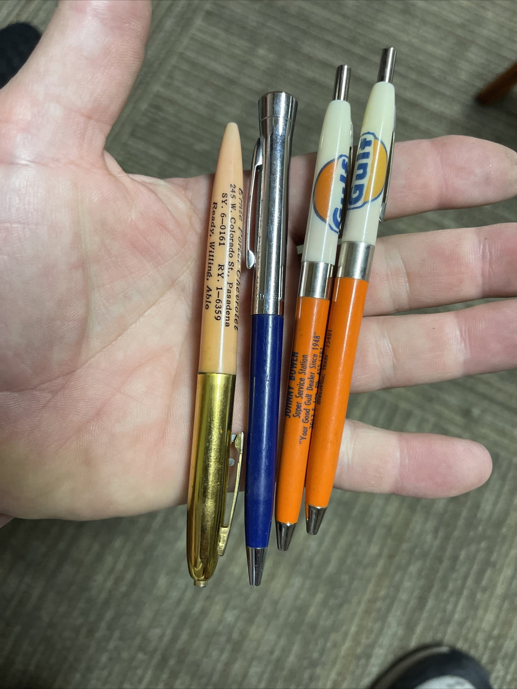 4 Gulf Chevrolet Oil Gas CA TX Advertising Mechanical Pencil Pen Lot6