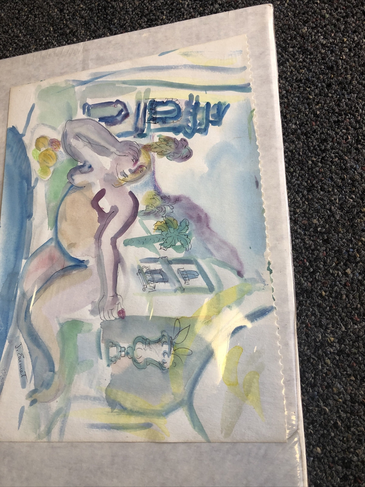 Water Color Painting Signed By J. Emmet 12”x8.5”3