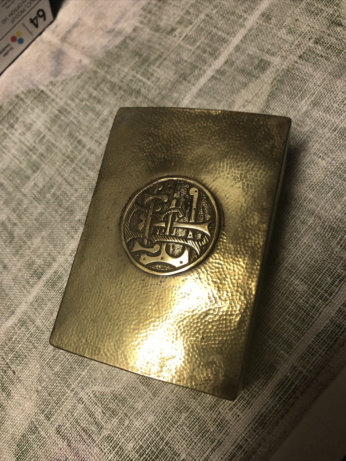 Vintage Gold Toned Metal Case Trinket 3.5”x2.5”0