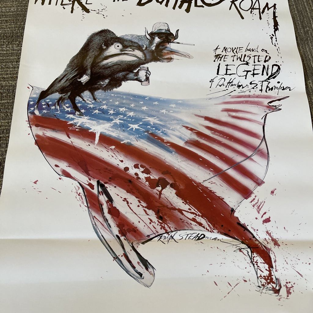 WHERE THE BUFFALO ROAM 1980 HUNTER  S THOMPSON Promo Poster Noel Young #494