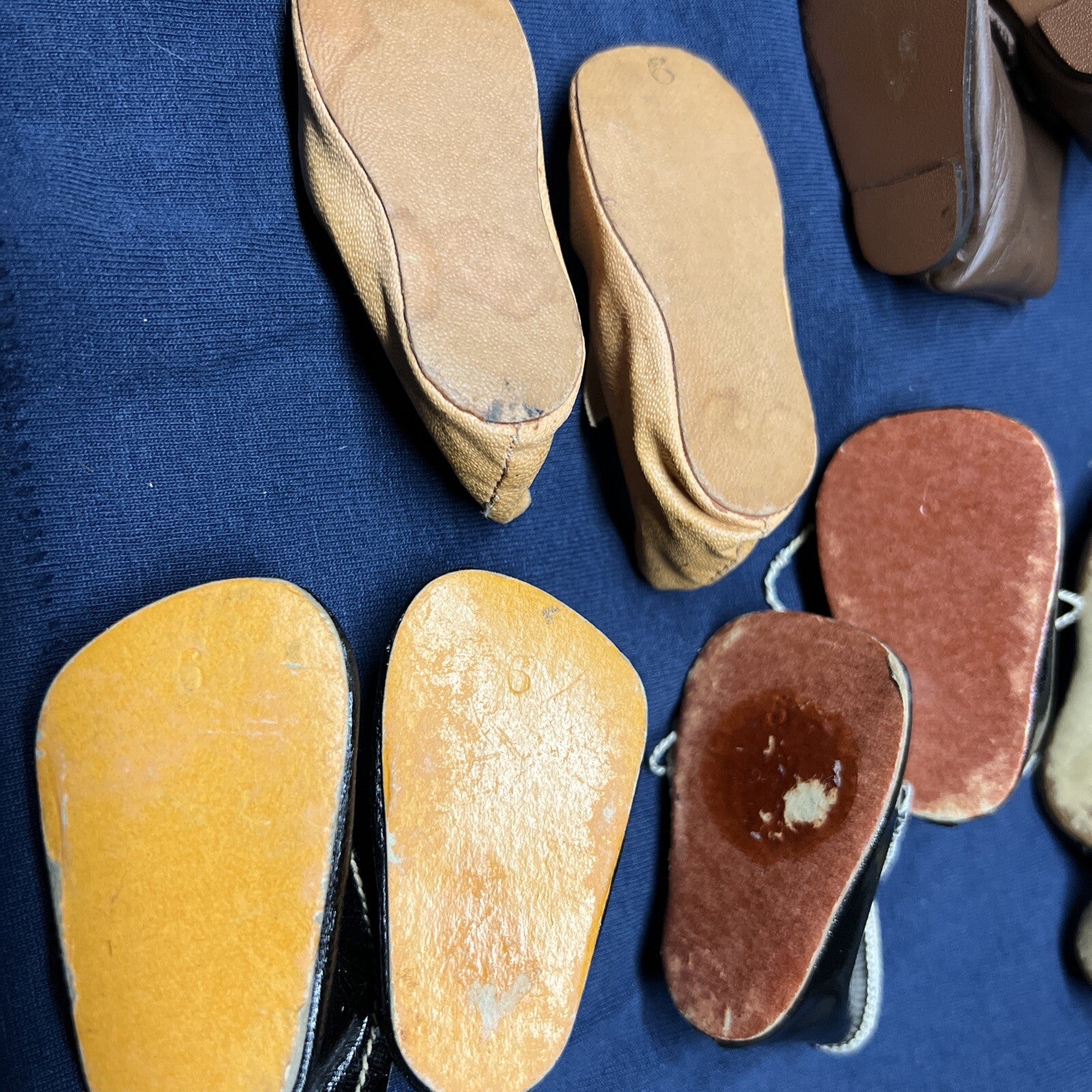 Lot of 6 Antique and Vintage Doll Shoes Unique Various Conditions Similar Sizes5