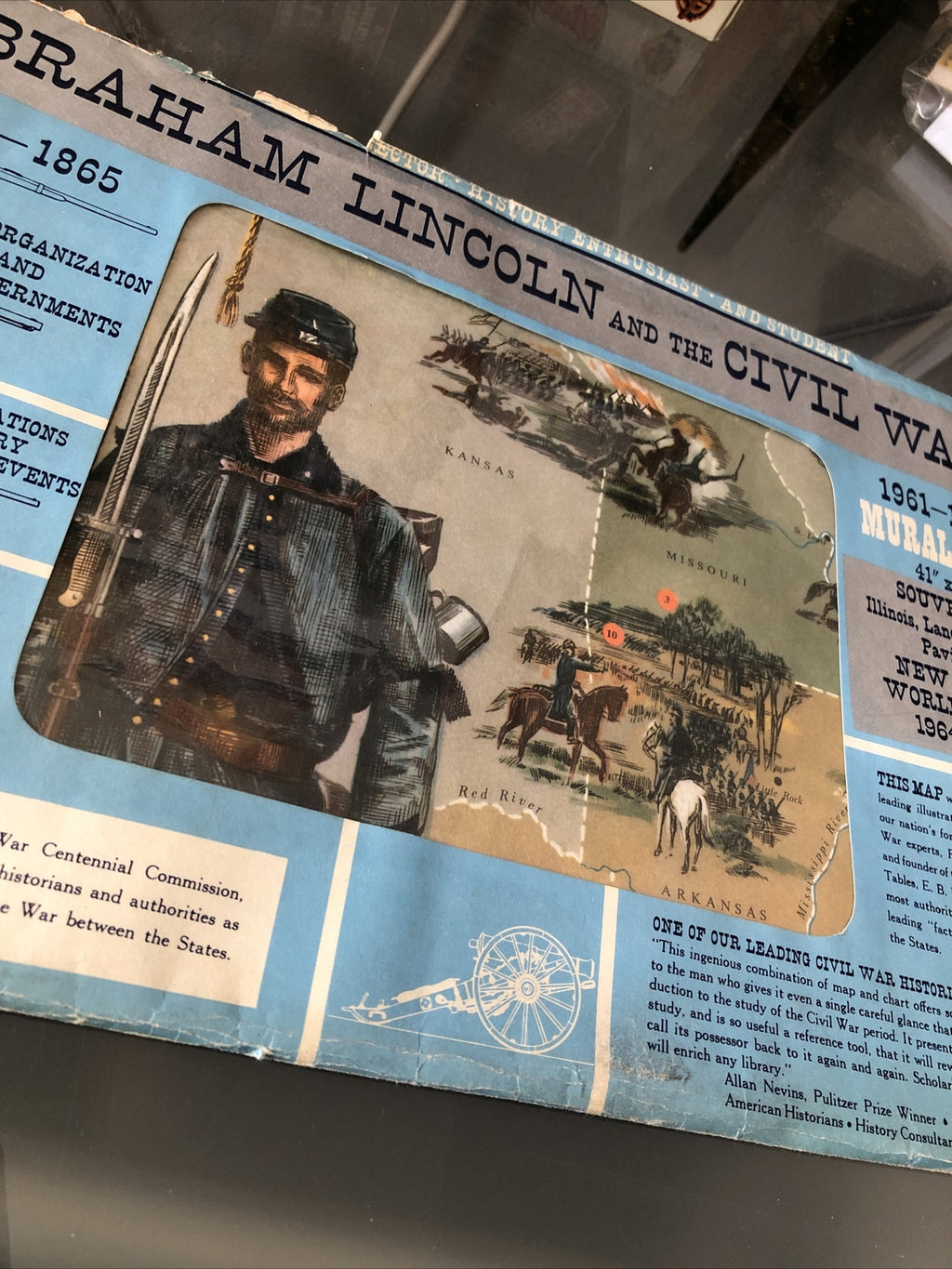 Rare Abraham Lincoln And The Civil War Mural Map 1861-1865 / 1961-19653