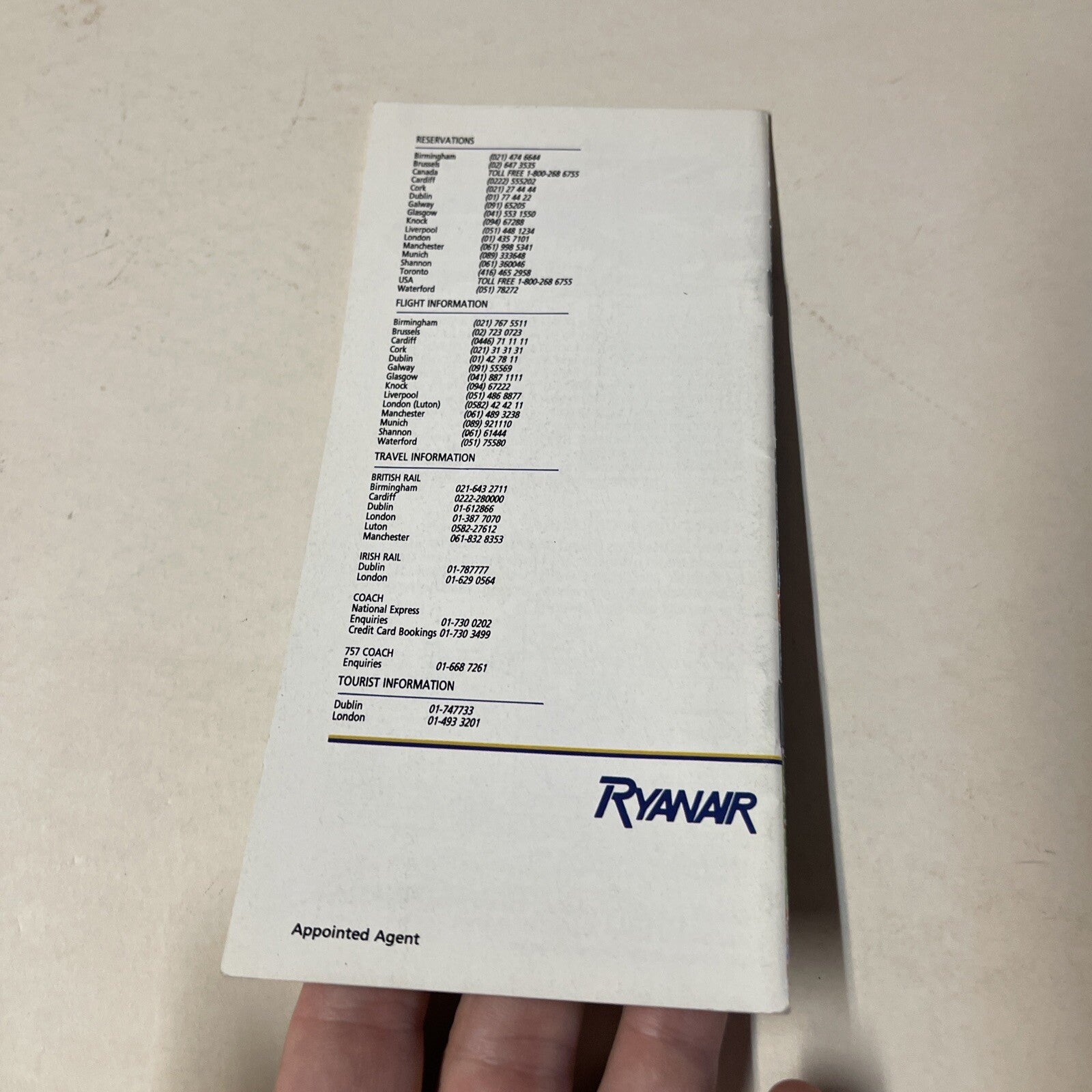 Ryanair AIRLINE May 1988 TIMETABLE SCHEDULE Brochure flight cover1