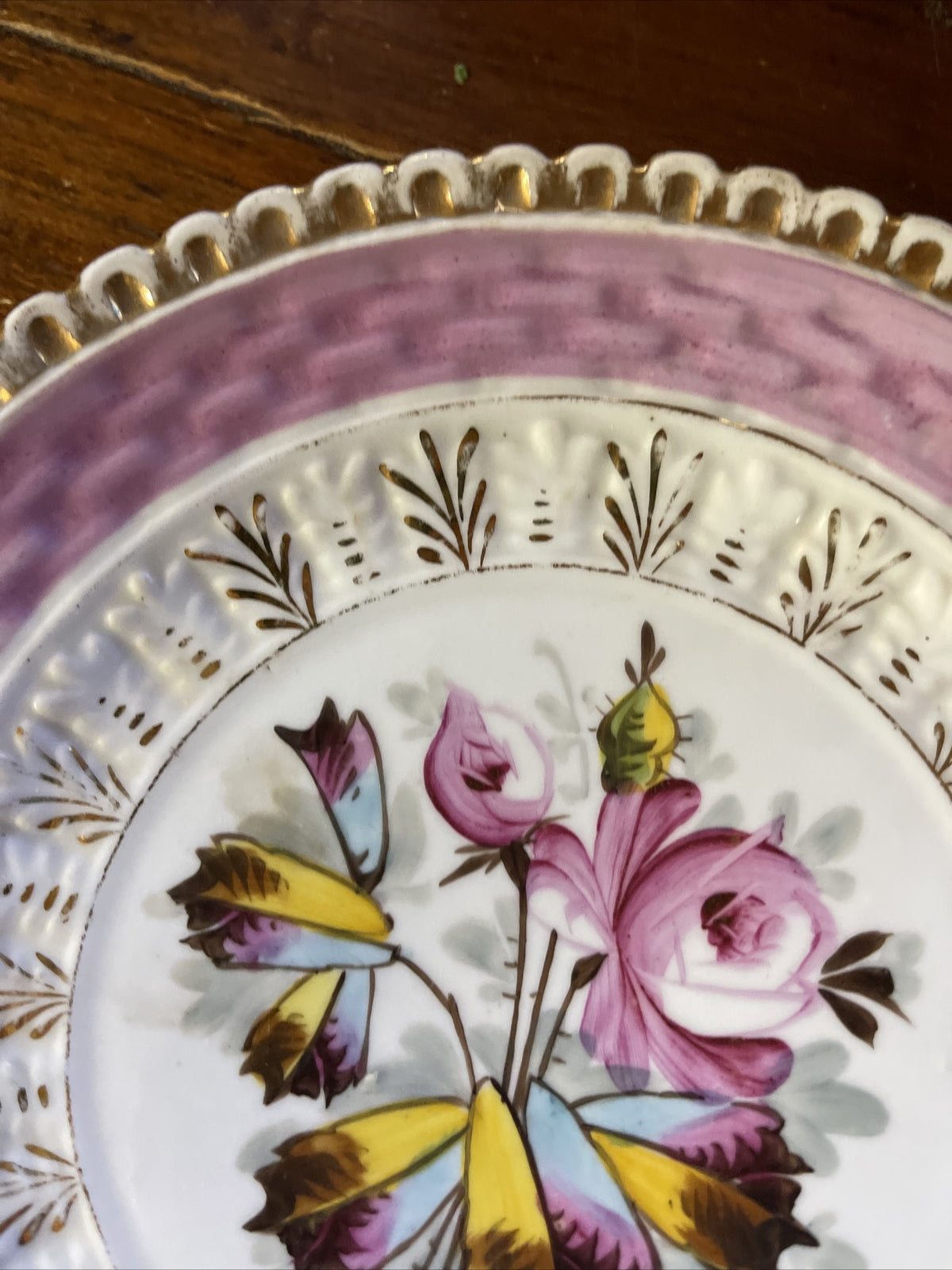 19th century porcelain floral cabinet plate Germany 8.5”5