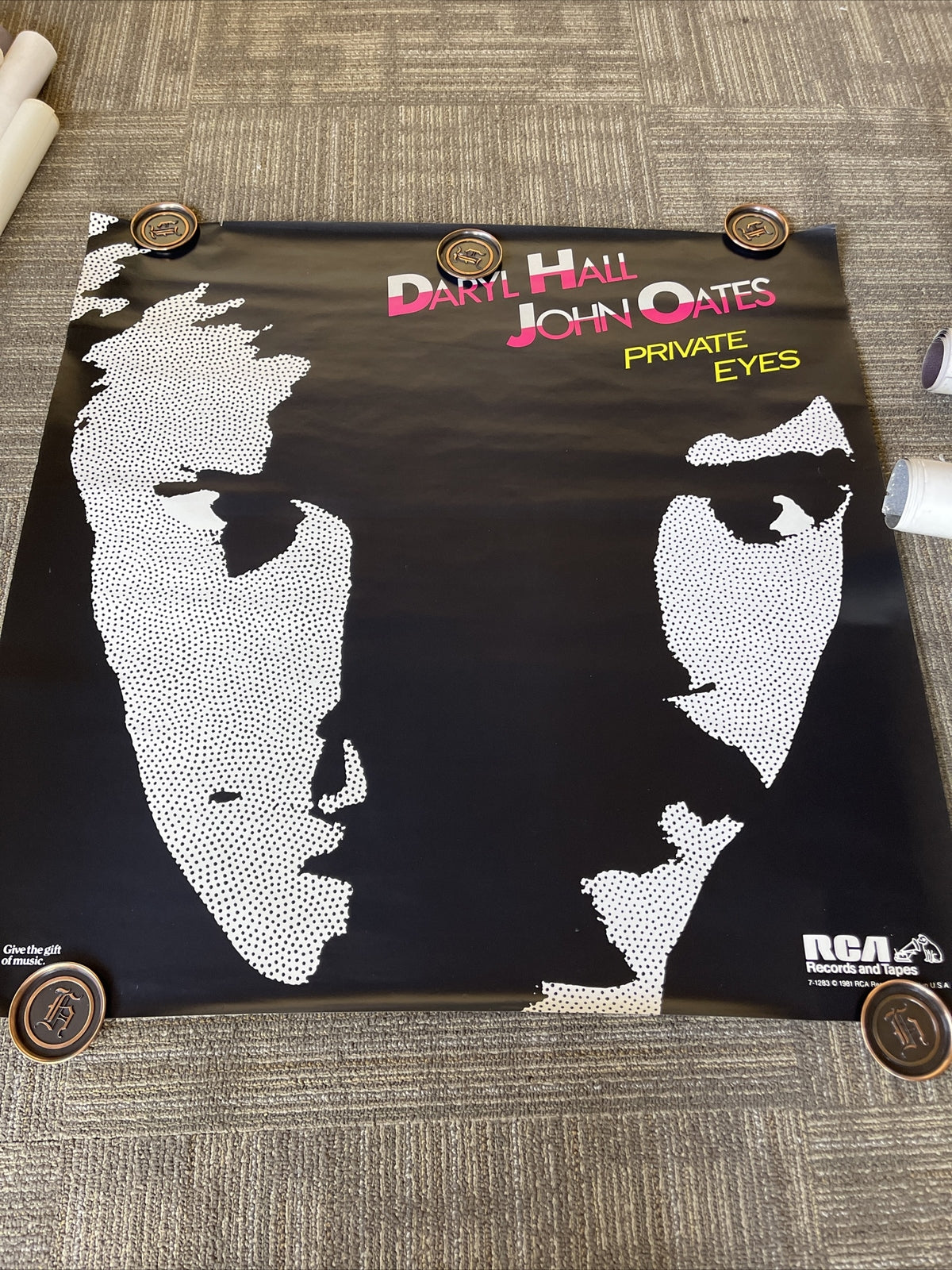 #197 Daryl Hall and John Oates 1981 Private Eyes 36”  Promo Poster Rare!0