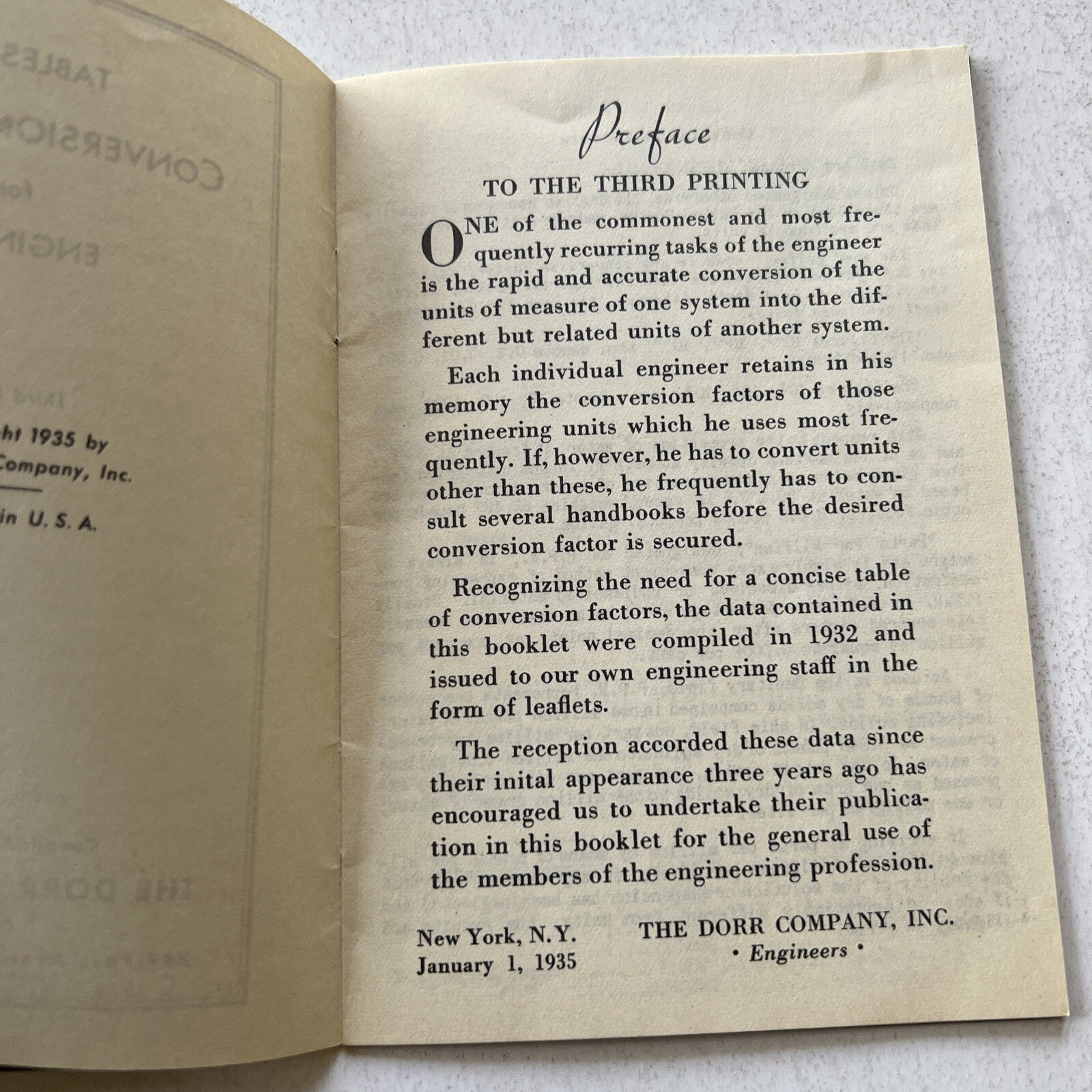 1935 Tables of Conversion Factors For Engineers Dorr Company Antique Booklet 3
