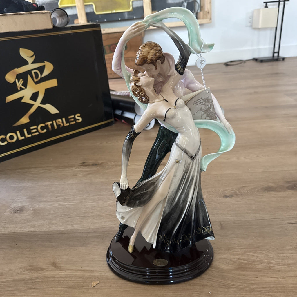 Vintage A. Santini Art Deco Tango Dancers Figurine Sculpture Made In Italy COA13