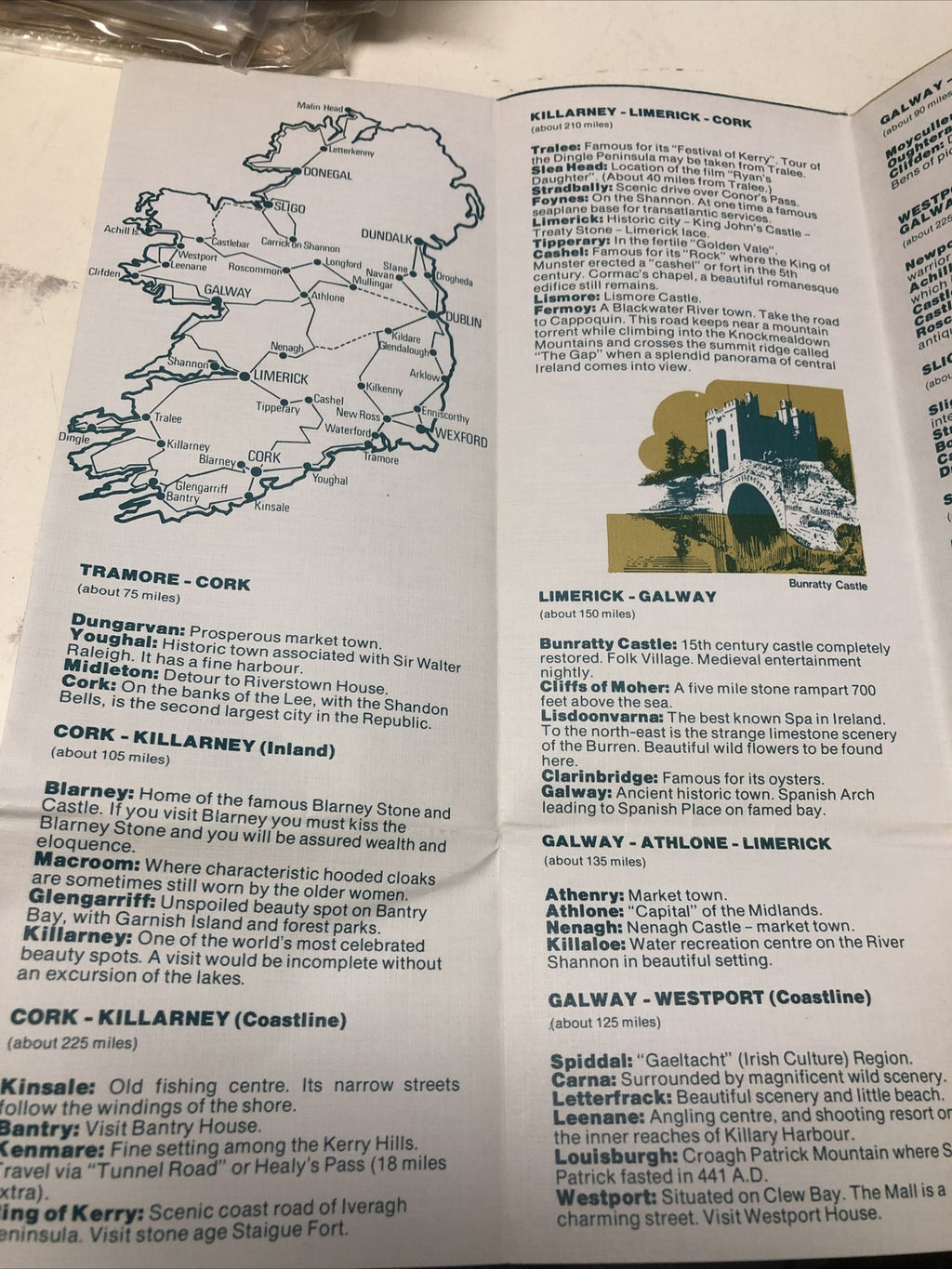 Map Of The Real Ireland Irish Tourist Board 1970s Colored Folding 23x17 inches2