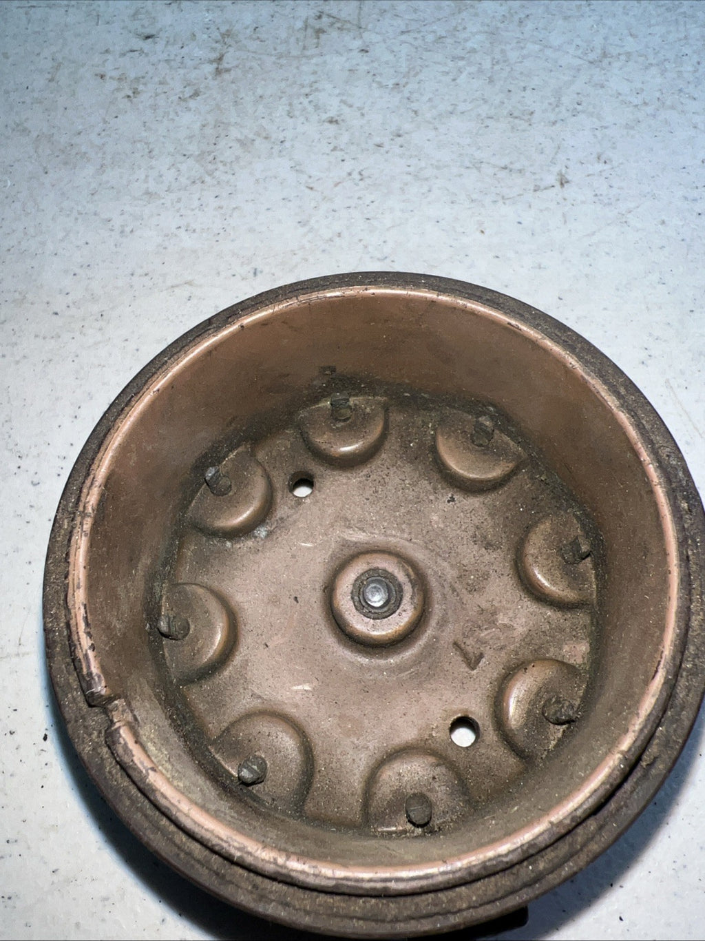 Vintage 8-Cylinder Distributor Cap – Brown Bakelite Style – Untested,4