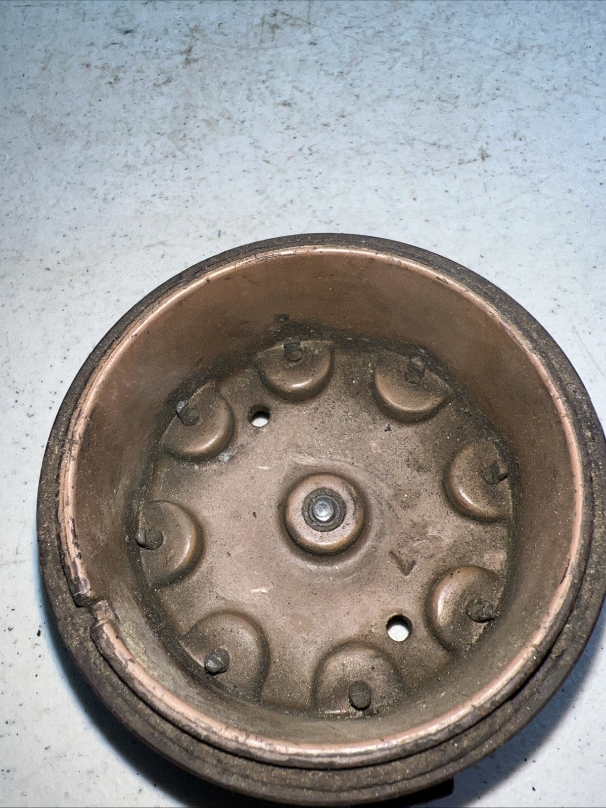 Vintage 8-Cylinder Distributor Cap – Brown Bakelite Style – Untested,4