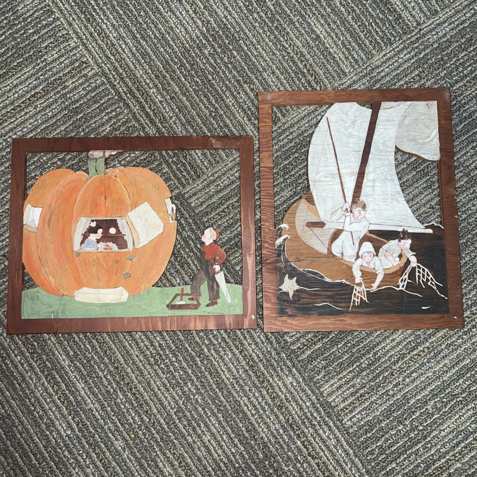 Antique Children’s Book Decor Frames Peter Pumpkin Eater Wynken Blynken and Nod 0