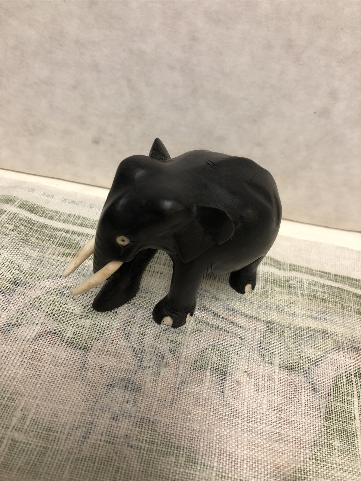 Vintage Mini Black Elephant Statue 2.5”x3.5”0