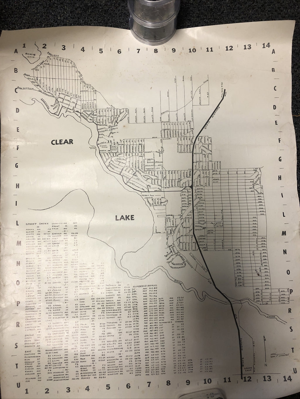 Vintage CA, Clear Lake, California, Street Layout Map Cartographer Map City Use0