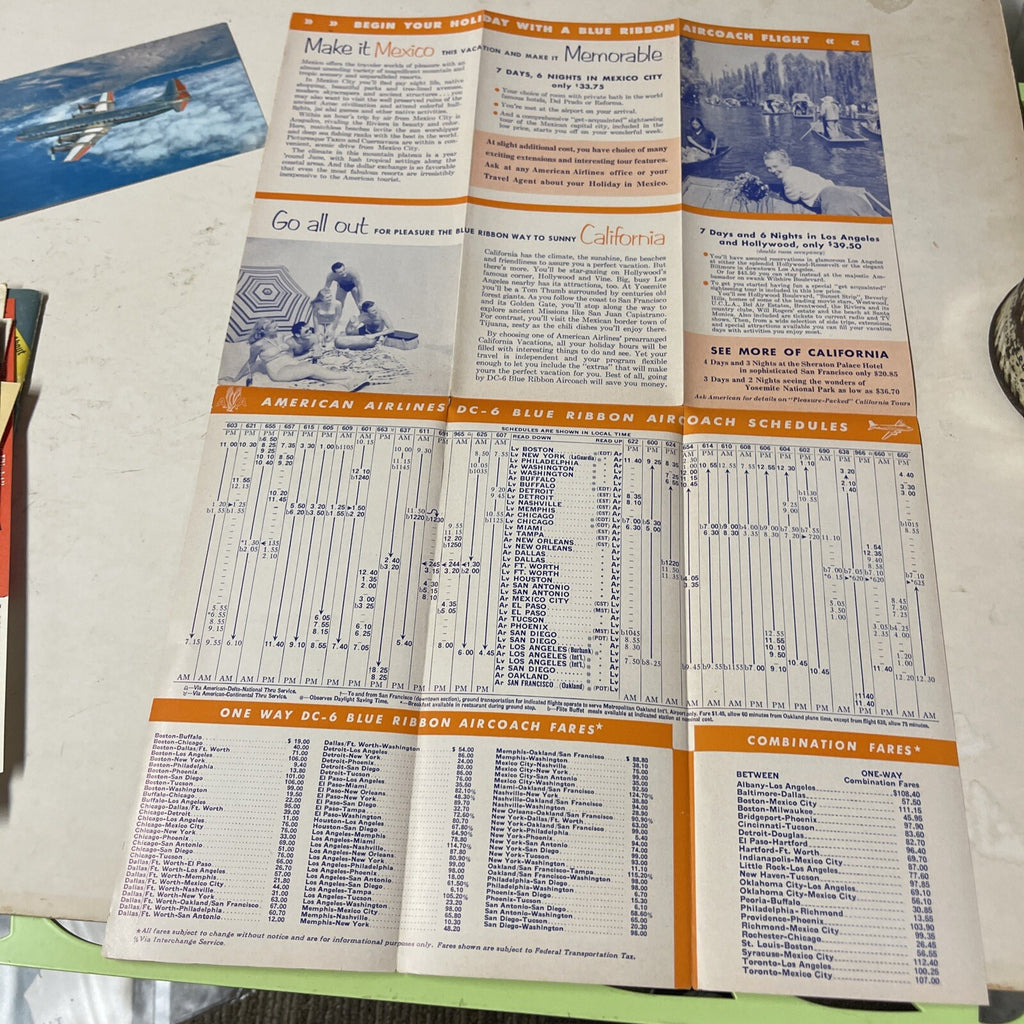 American Air Lines July 1955 AIRLINE Pack TIMETABLE SCHEDULE Brochure flight Map12