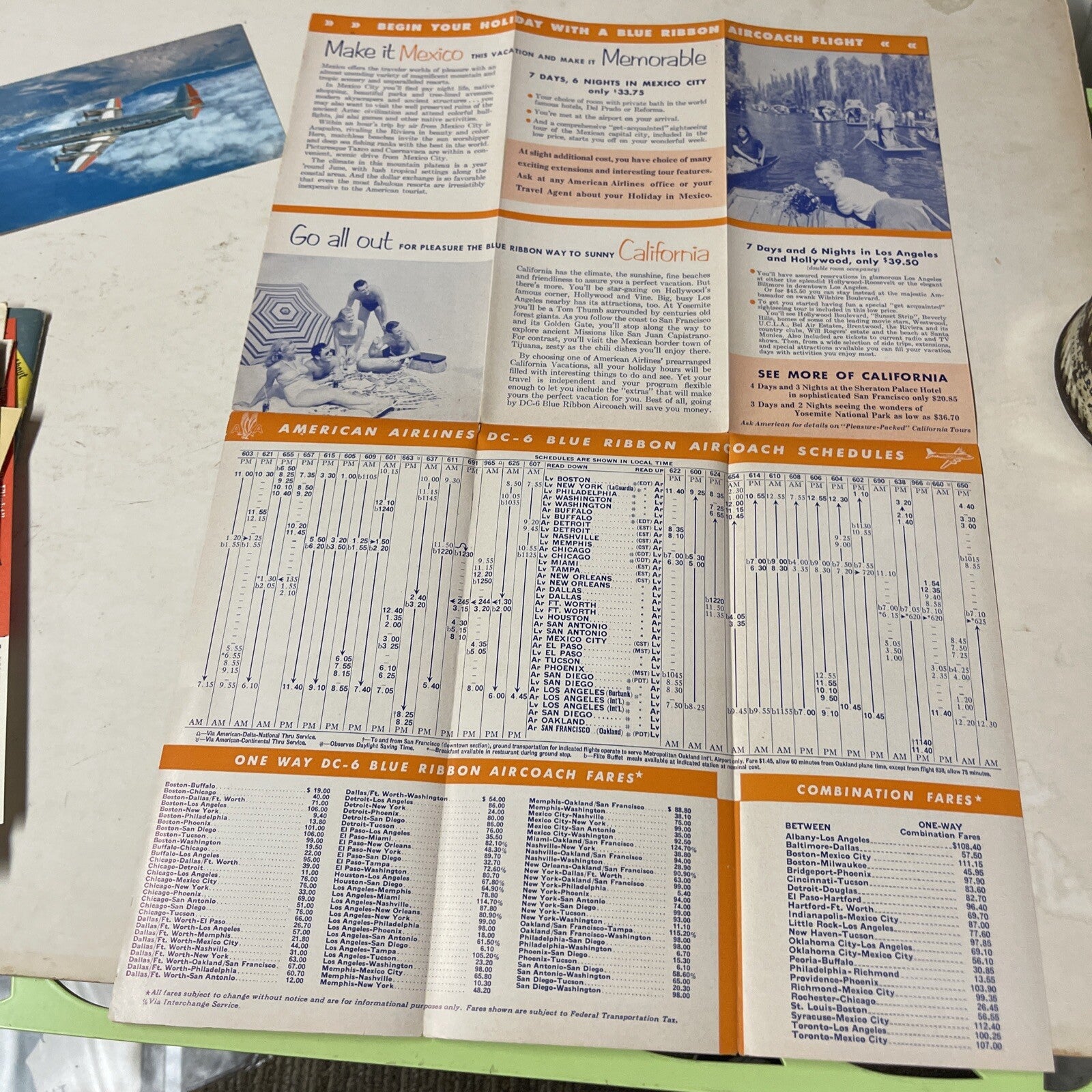 American Air Lines July 1955 AIRLINE Pack TIMETABLE SCHEDULE Brochure flight Map12