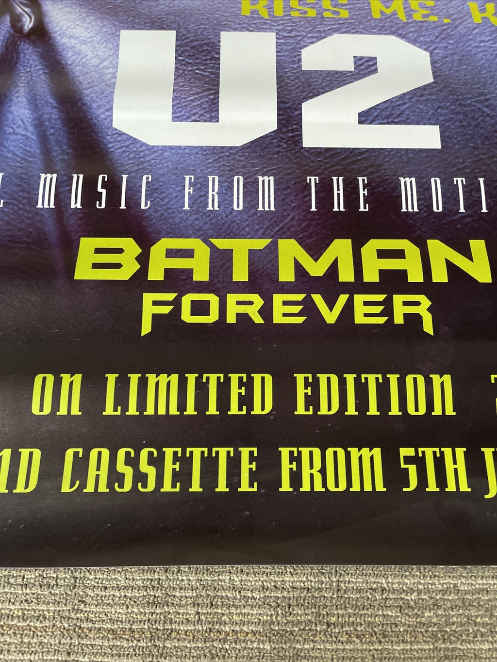 U2 Batman Forever Subway Record Store Promo Poster 1990s very RaRe 60 X 40” #183