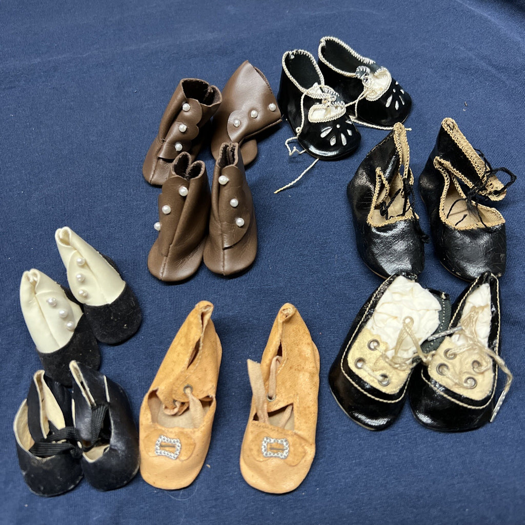 Lot of 6 Antique and Vintage Doll Shoes Unique Various Conditions Similar Sizes0
