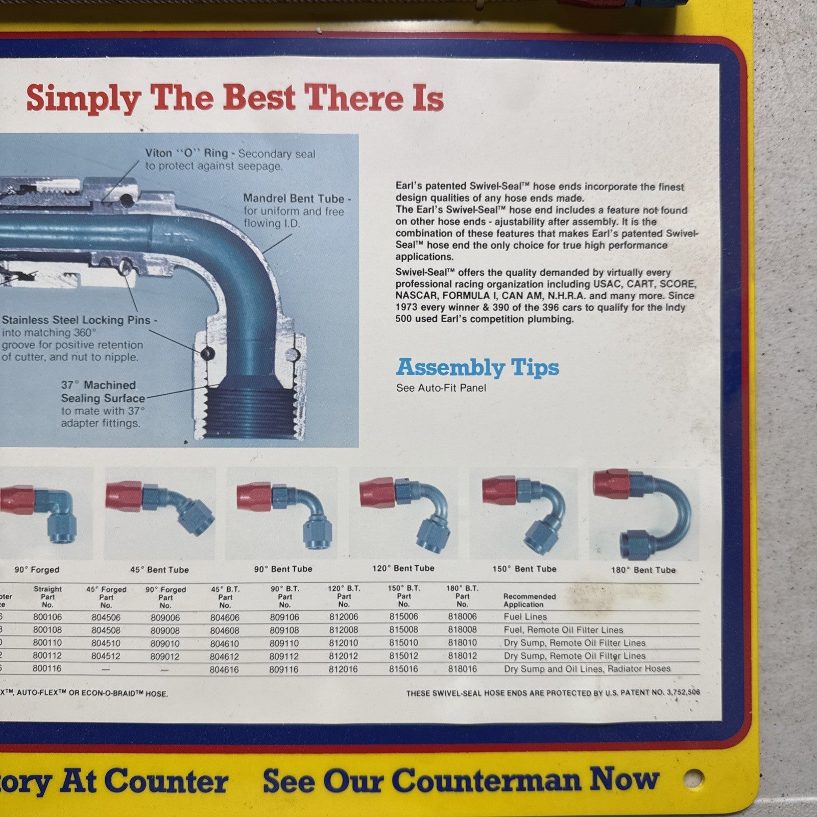 Vintage Earl’s Racing Display 15x15 – 1980s Swivel-Seal Hose Promo Sign5
