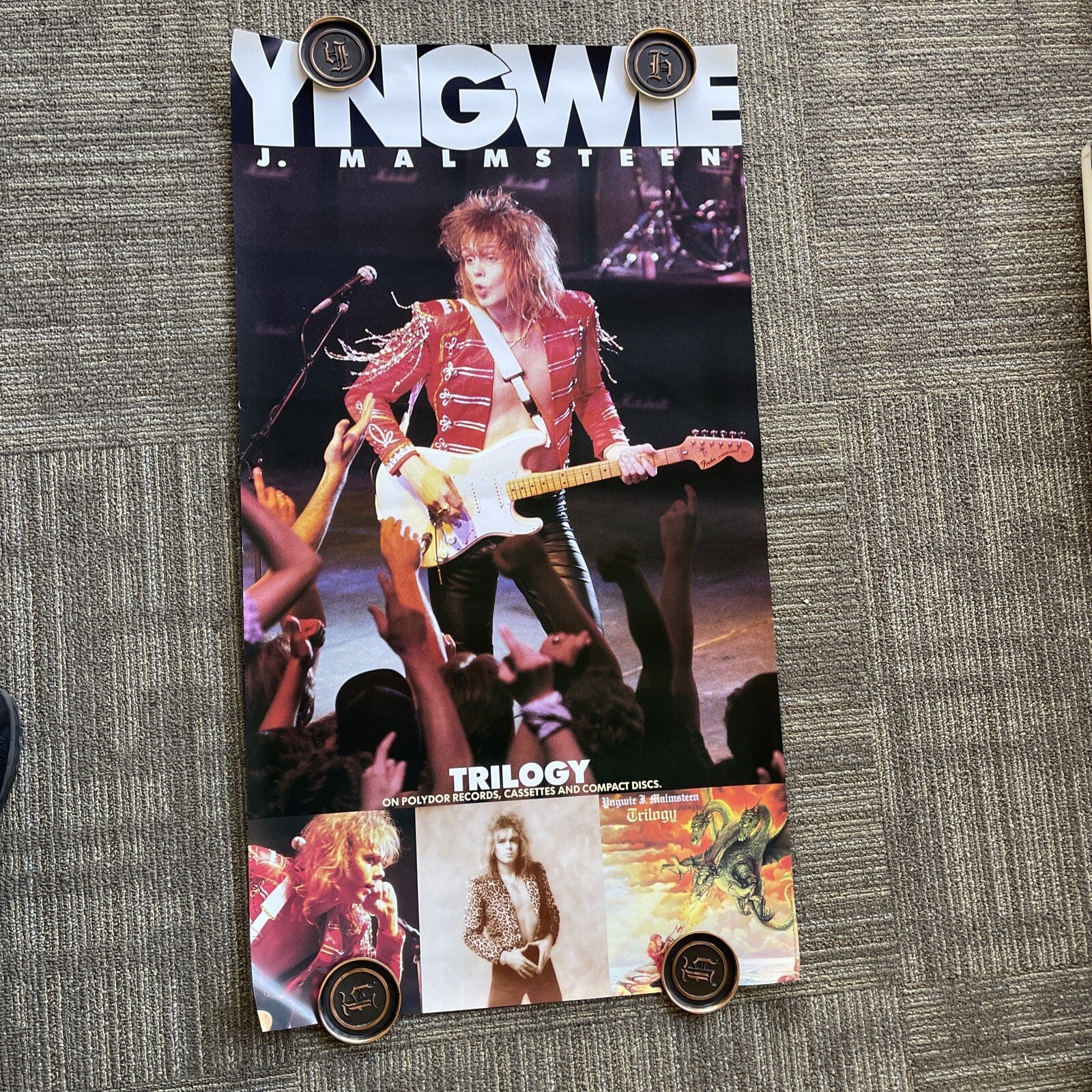 #170 YNGWIE MALMSTEEN 21 x 39” 1986 Original Trilogy Record Store promo poster0