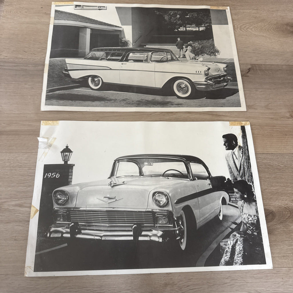 2 Original 1956 Chevy Car Official Dealership Promo Photographs0