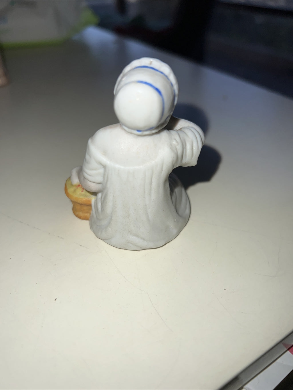 Vintage Bisque Lady in Bonnet with Lemon Basket Picnic Figurine Hand Painted2