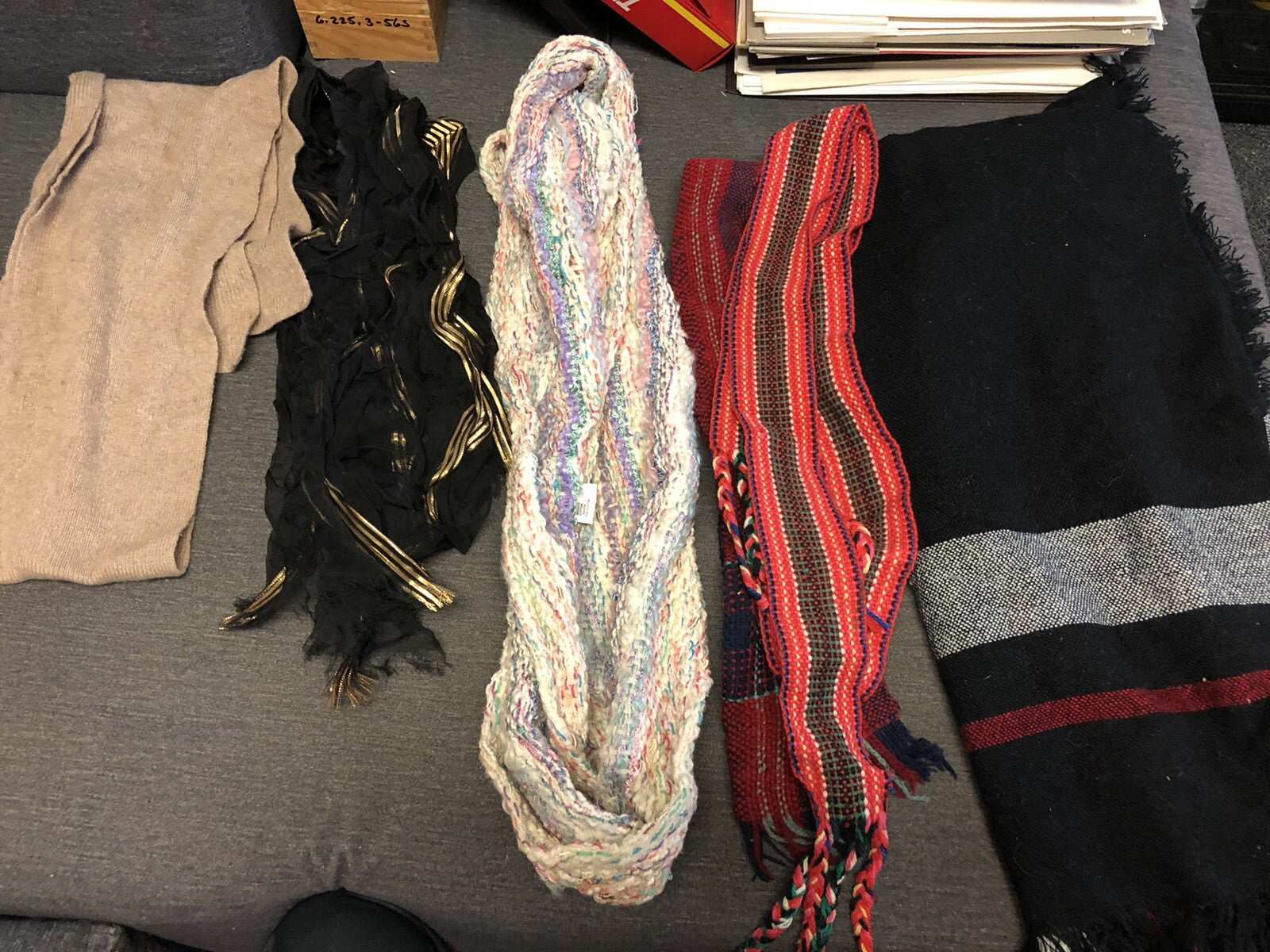 Lot 7 Winter Scarves Wool Acrylic Tartan Plaid Solid6
