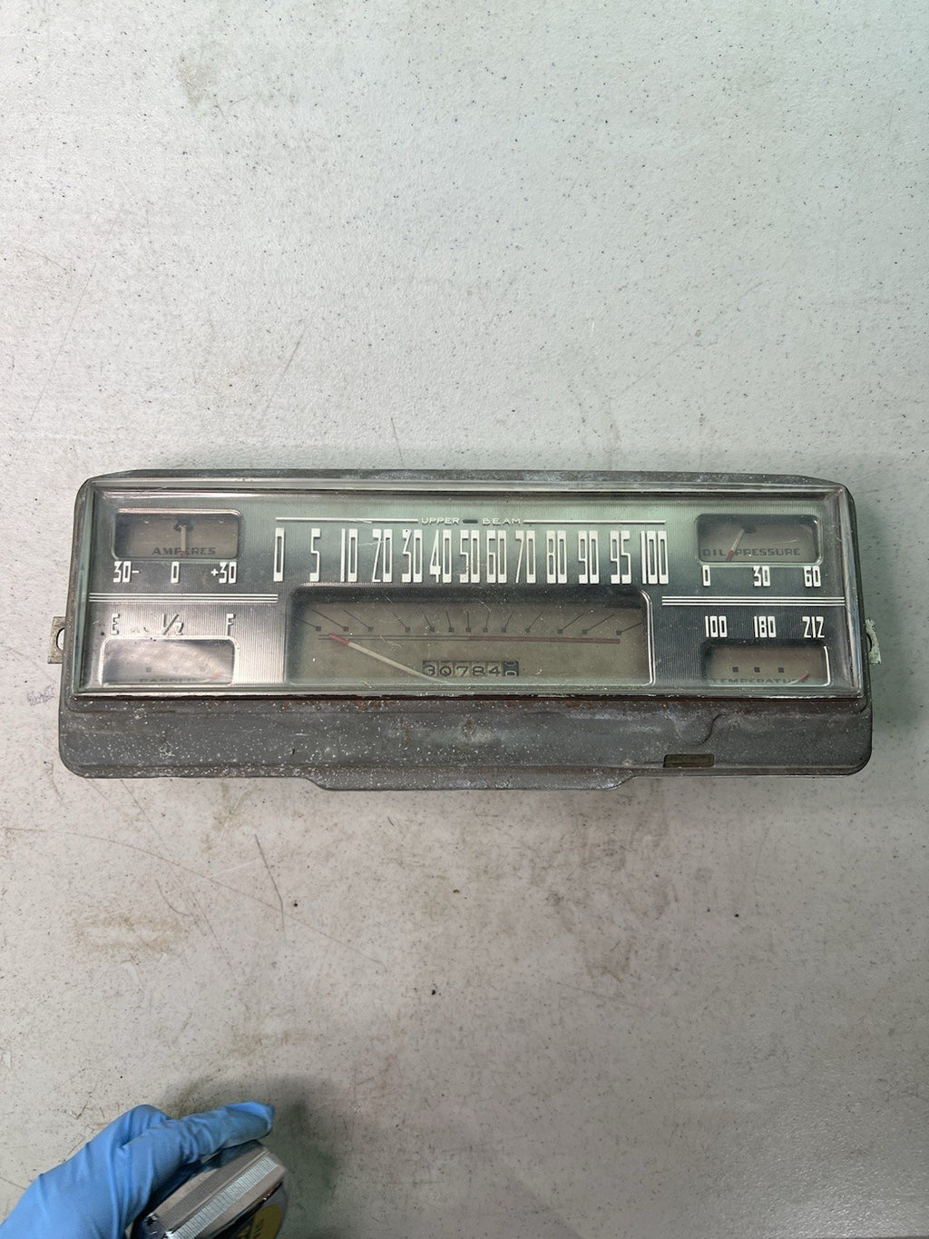 Vintage 1950s GM Chevy Gauge Cluster Speedometer Fuel Temp AC Delco OEM0