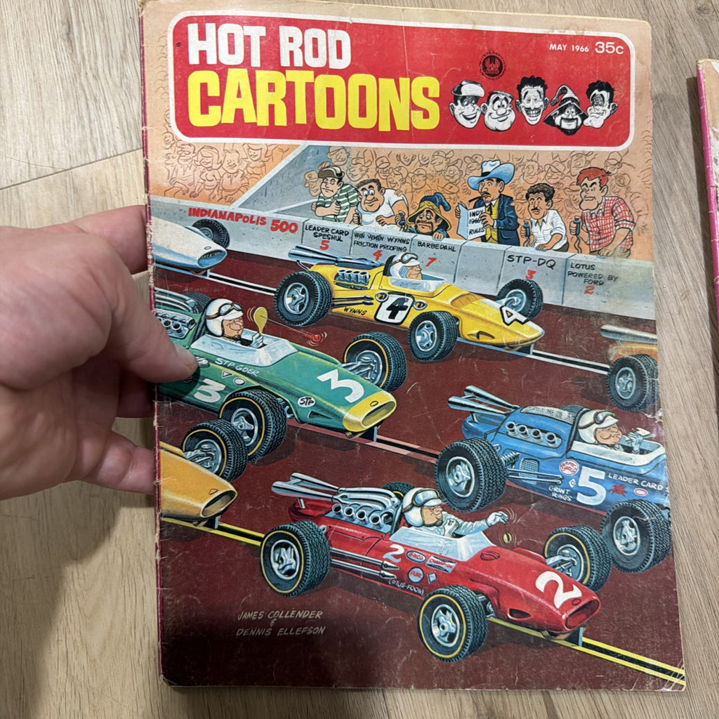 Lot Of 2 Vintage HOT ROD CARTOONS magazine 1966  drag racing dragsters1