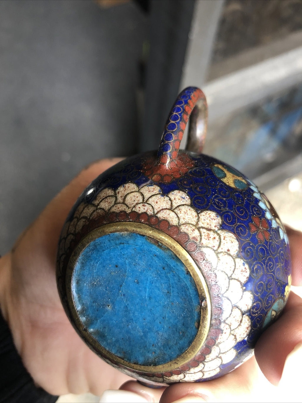Vintage Handcrafted Mini Blue Teapot 2”x4”5